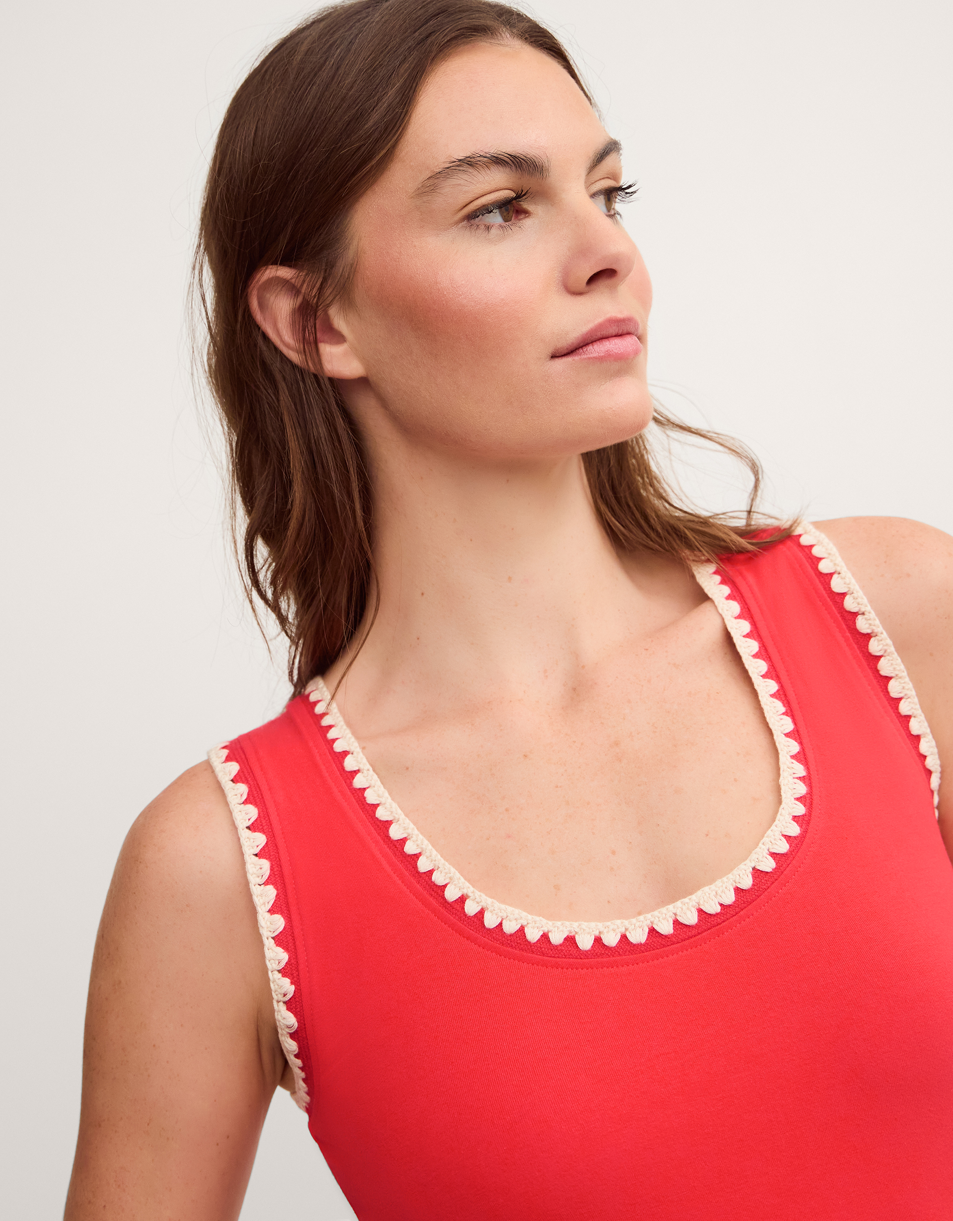 Monsoon Teri Contrast Stitch Jersey Cami Top, view 3