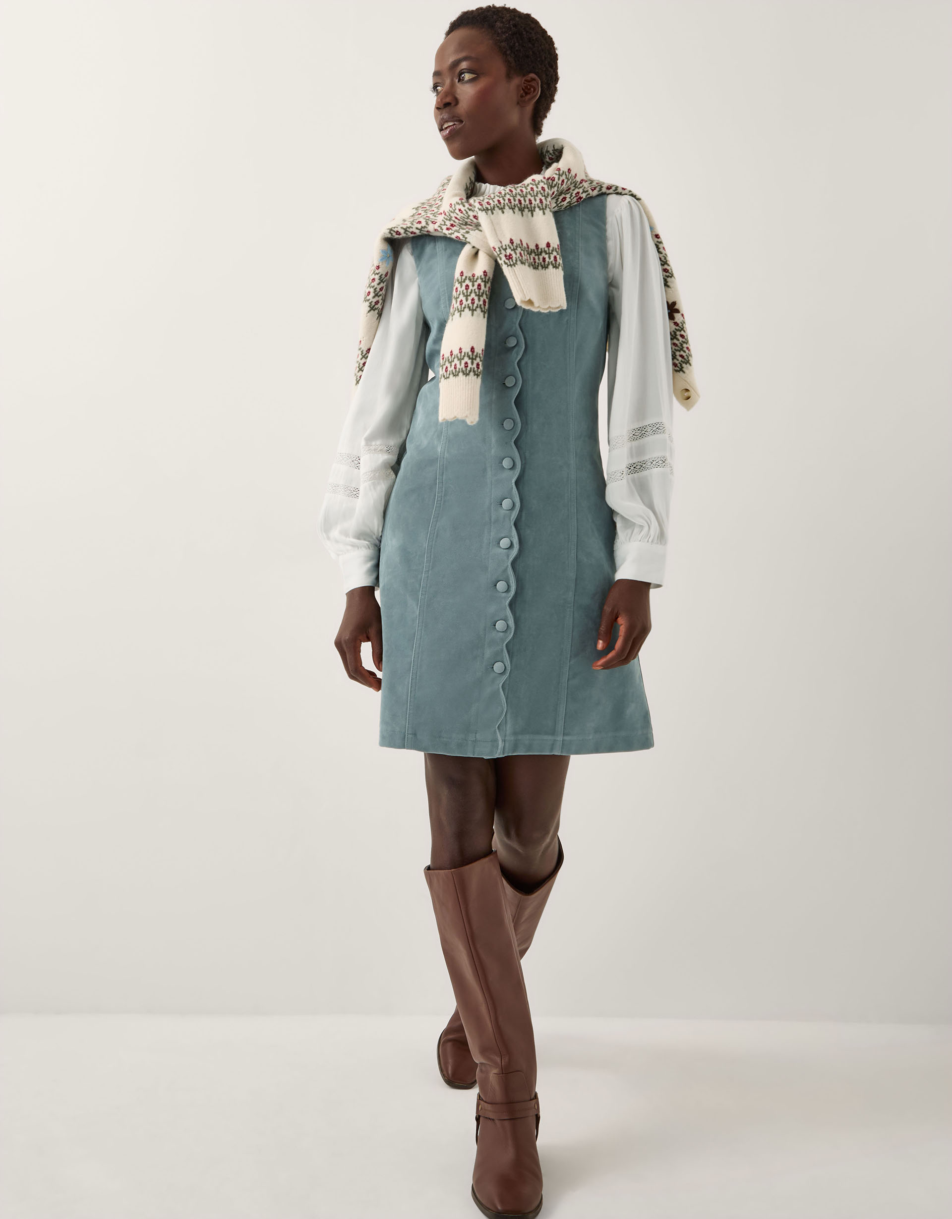 Monsoon Rudi Sleeveless Scallop Mini Dress
