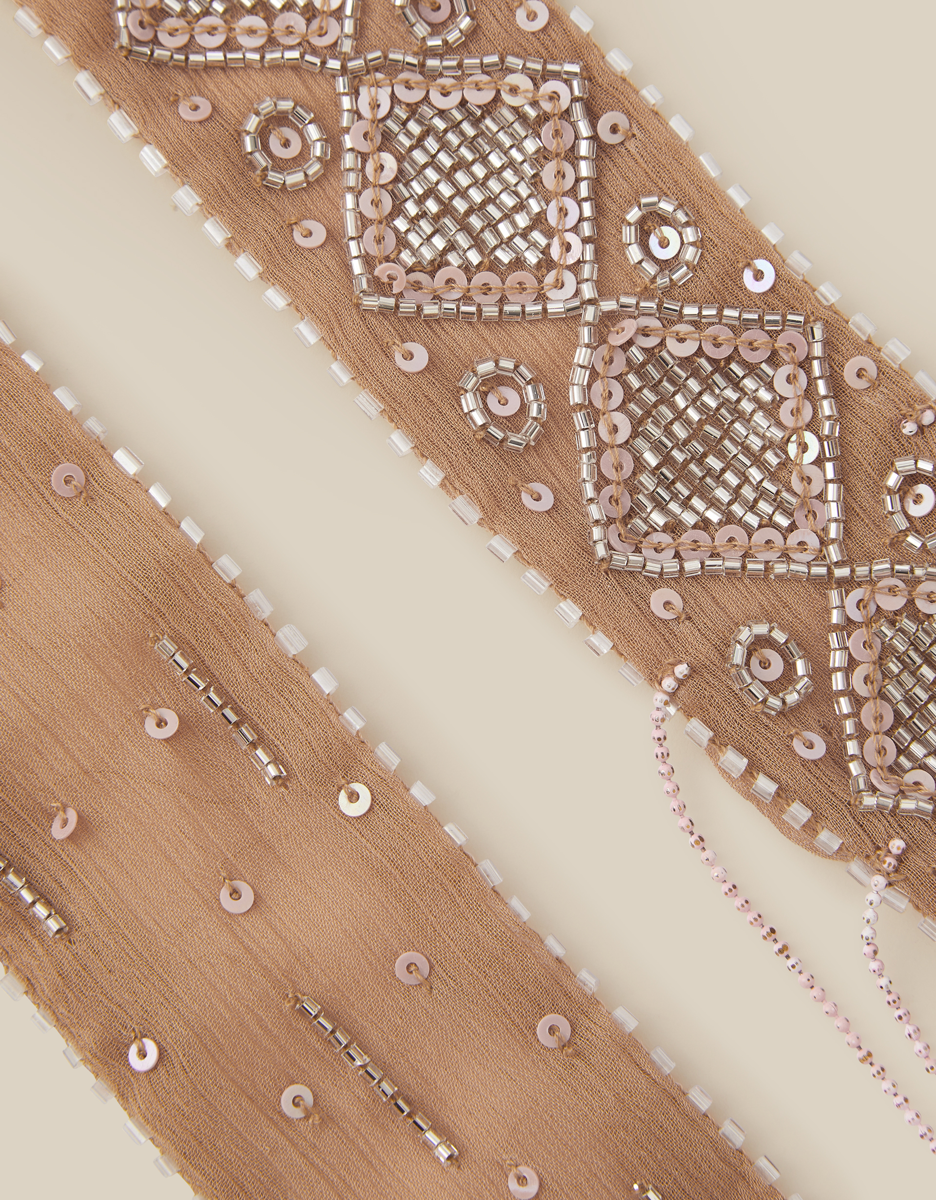 Monsoon Enid Embellished Tassel Skinny Scarf, view 2