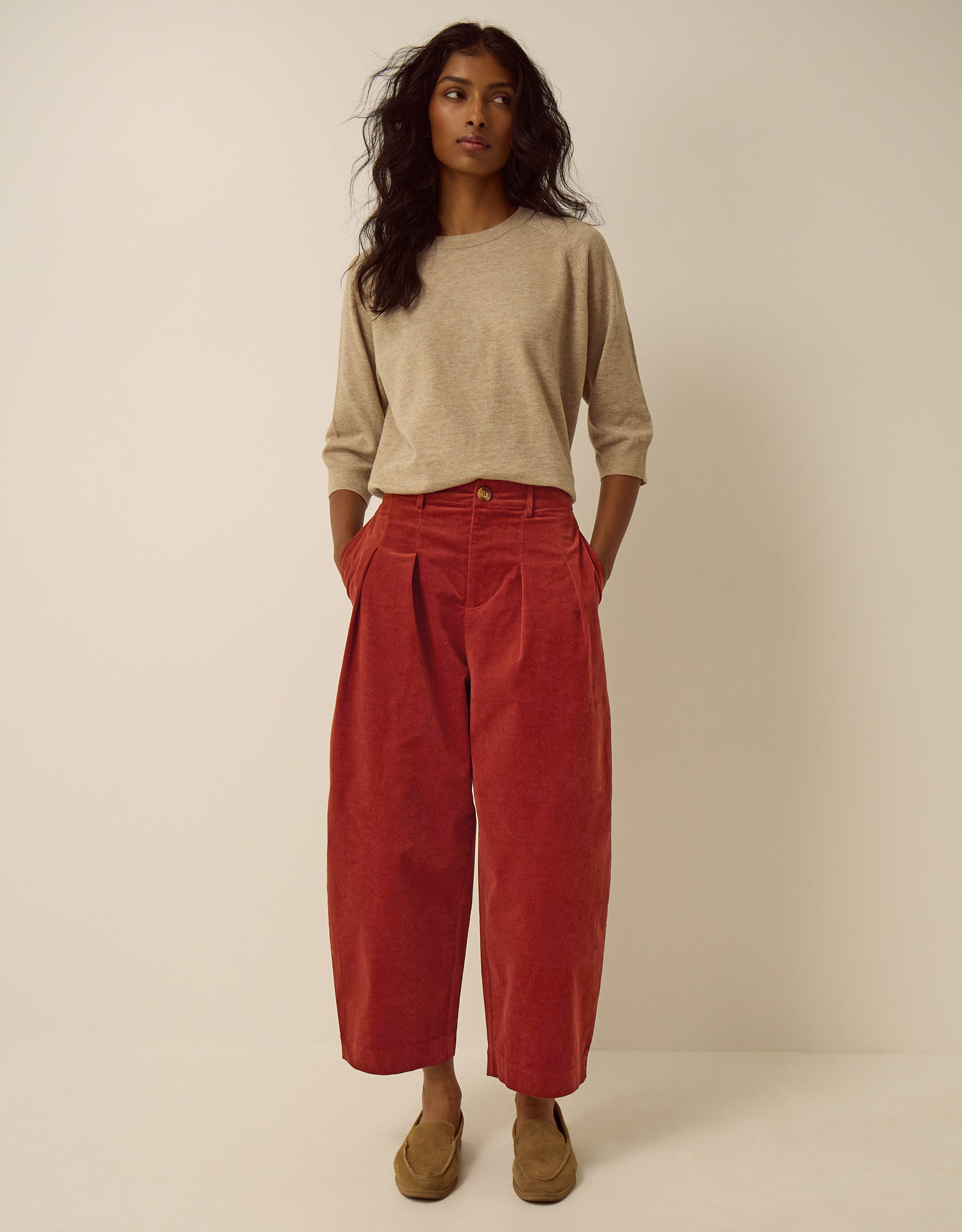 Monsoon Mabel Corduroy Barrel Leg Trousers