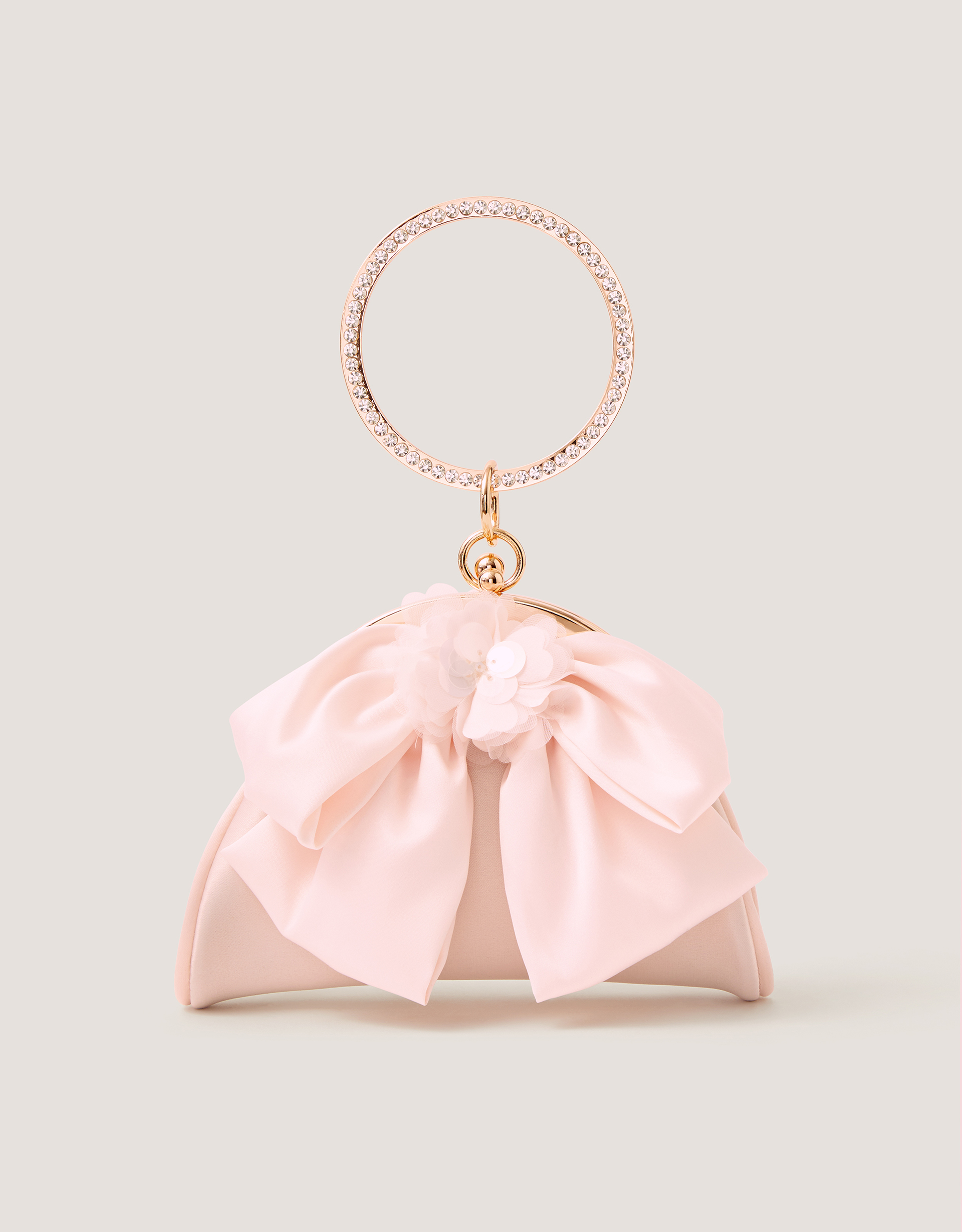 Monsoon Sequin Bow Bangle Bag in pink/gold