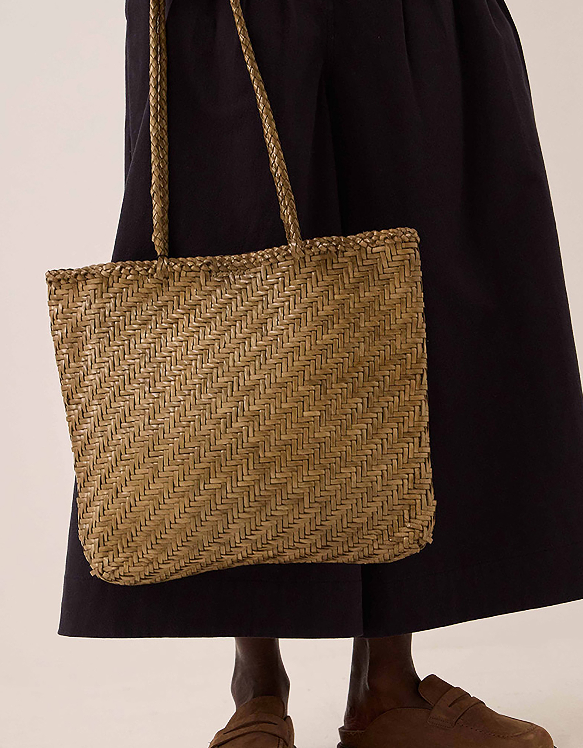 Monsoon Ellyla Rhia Woven Leather Tote Bag