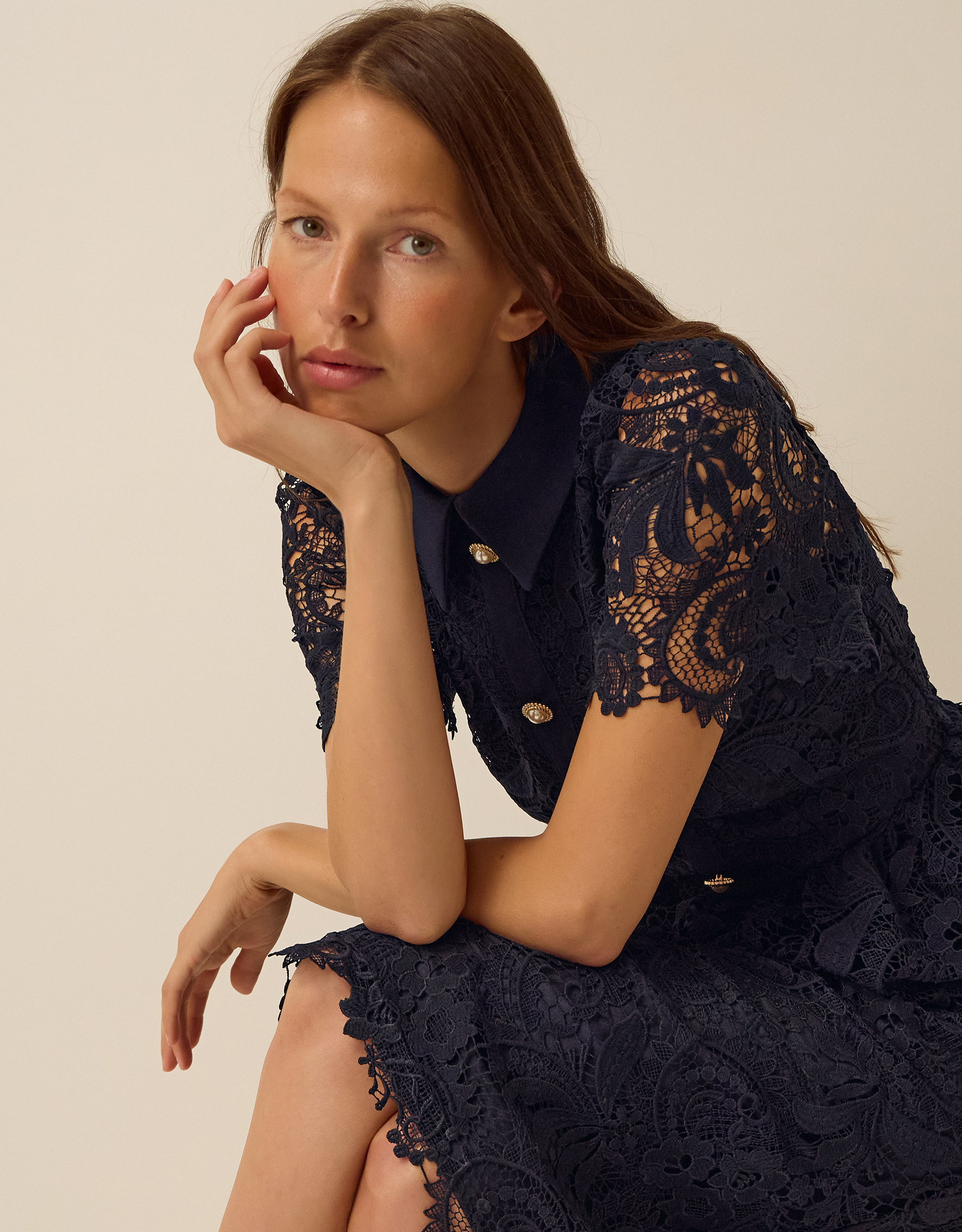 Monsoon Alice Lace Peplum Midi Dress, view 4