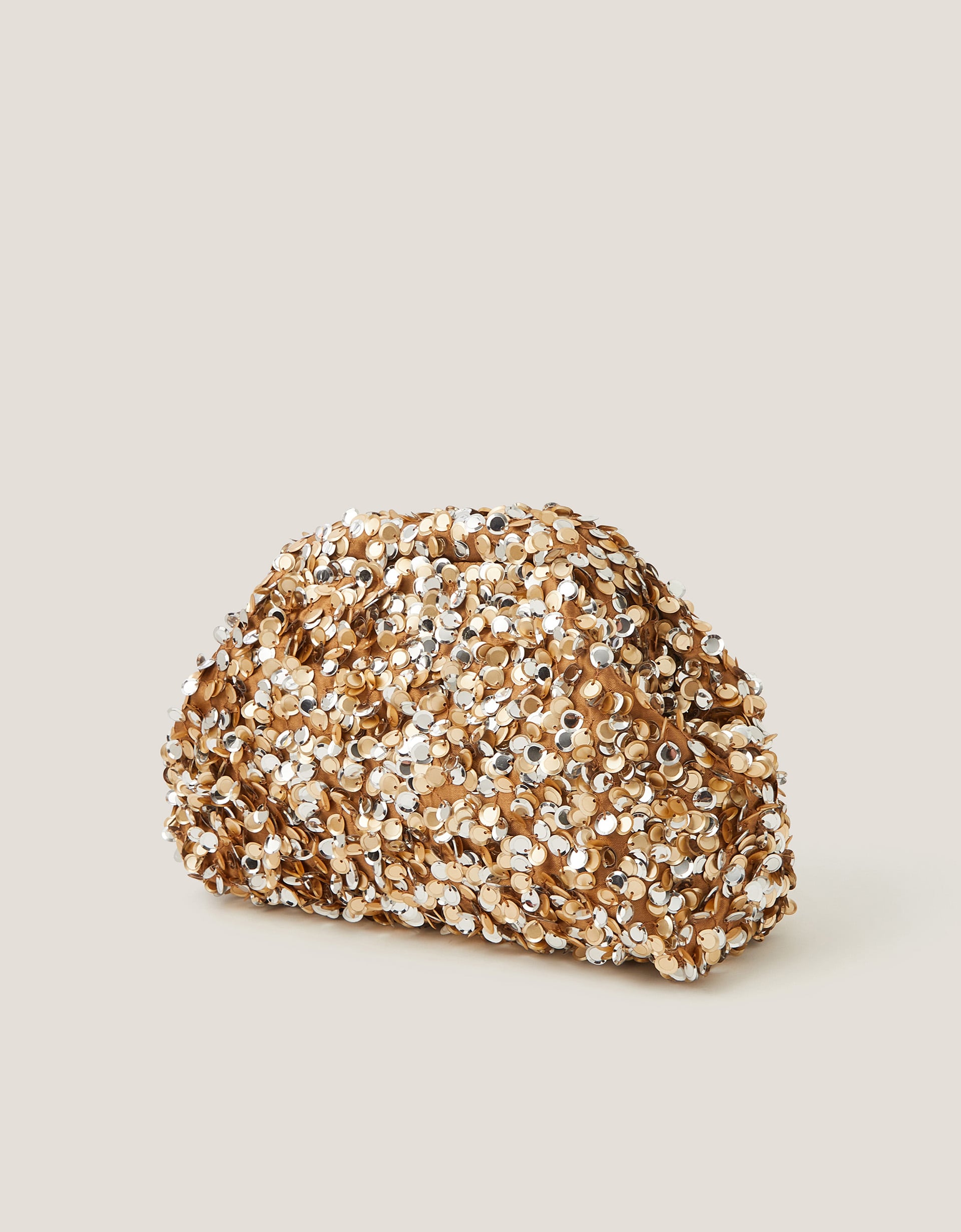 Monsoon Kira Sequin Clutch Bag in Gold, view 3