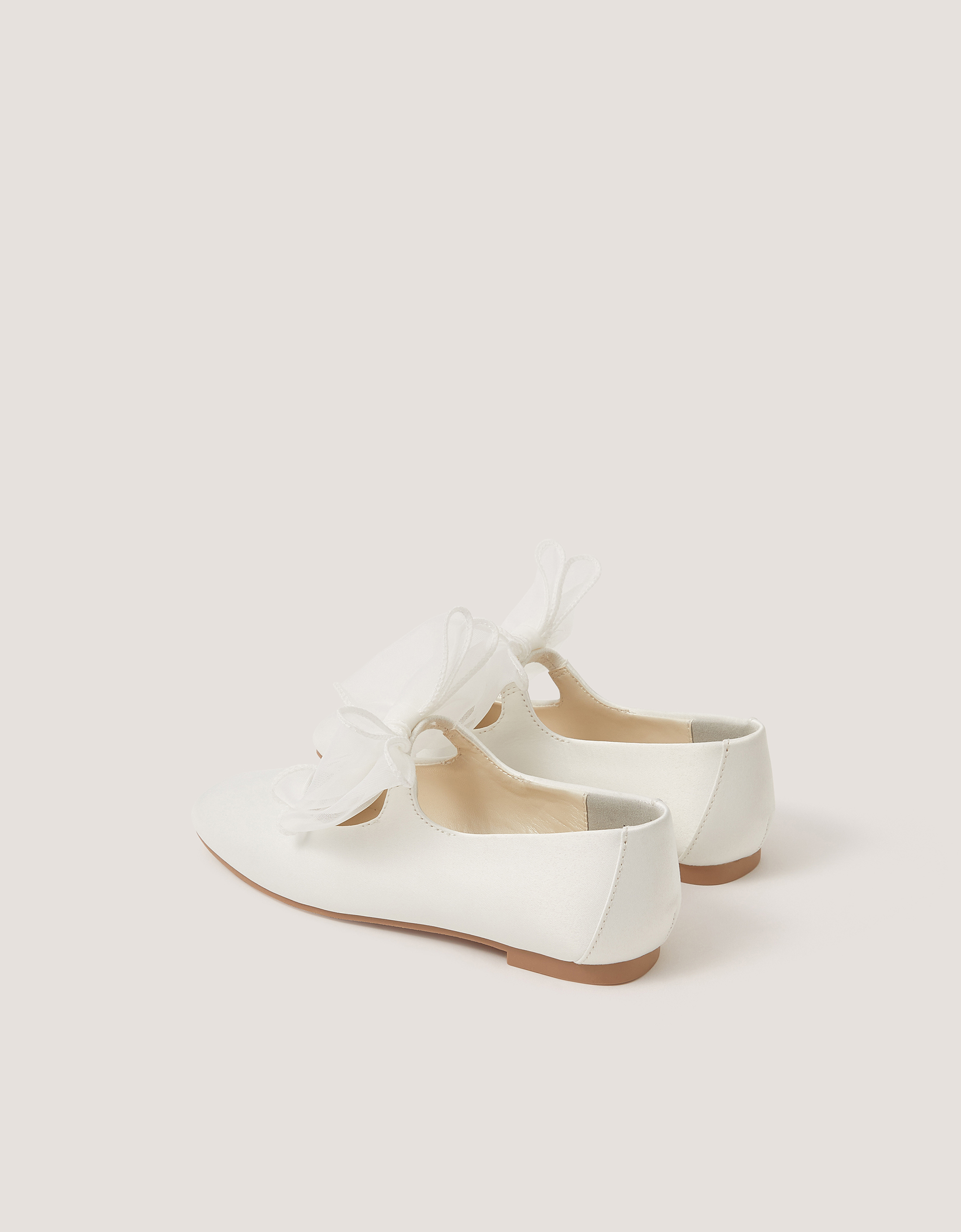Monsoon Organza Bow Ballet Flats in Ivory, view 3