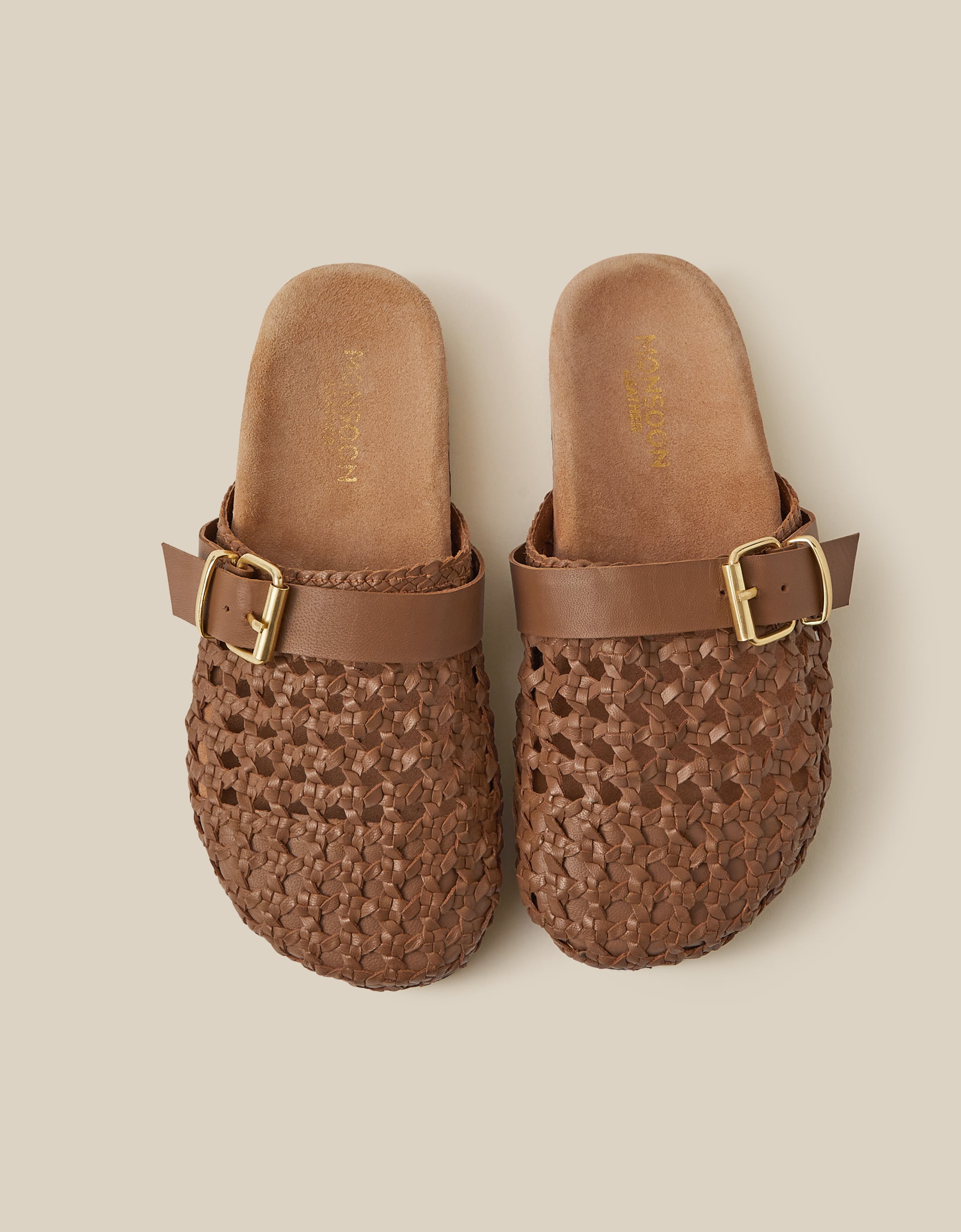 Monsoon Freya Woven Leather Mules