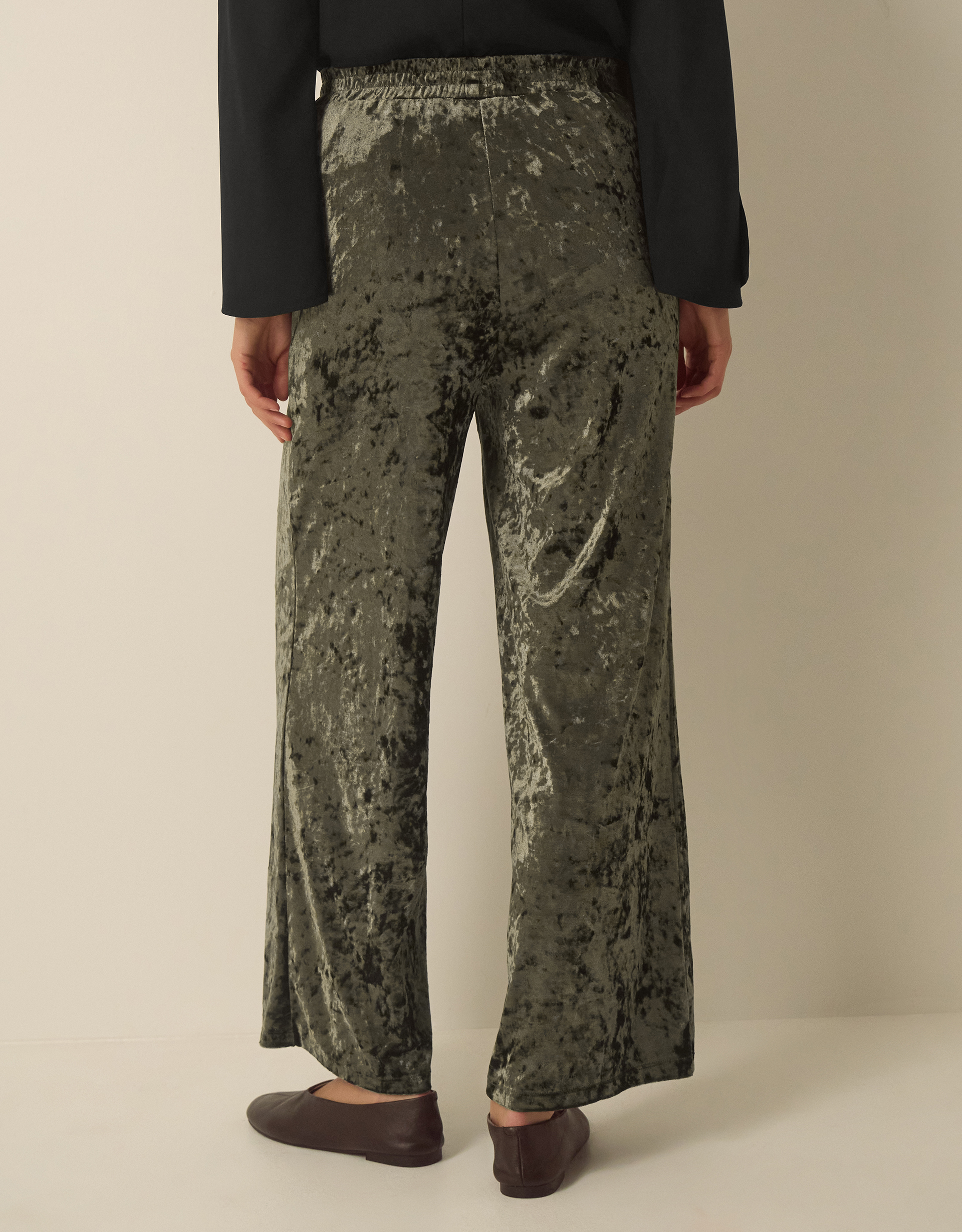 Monsoon Ola Crushed Velvet Wide Leg Joggers, view 3