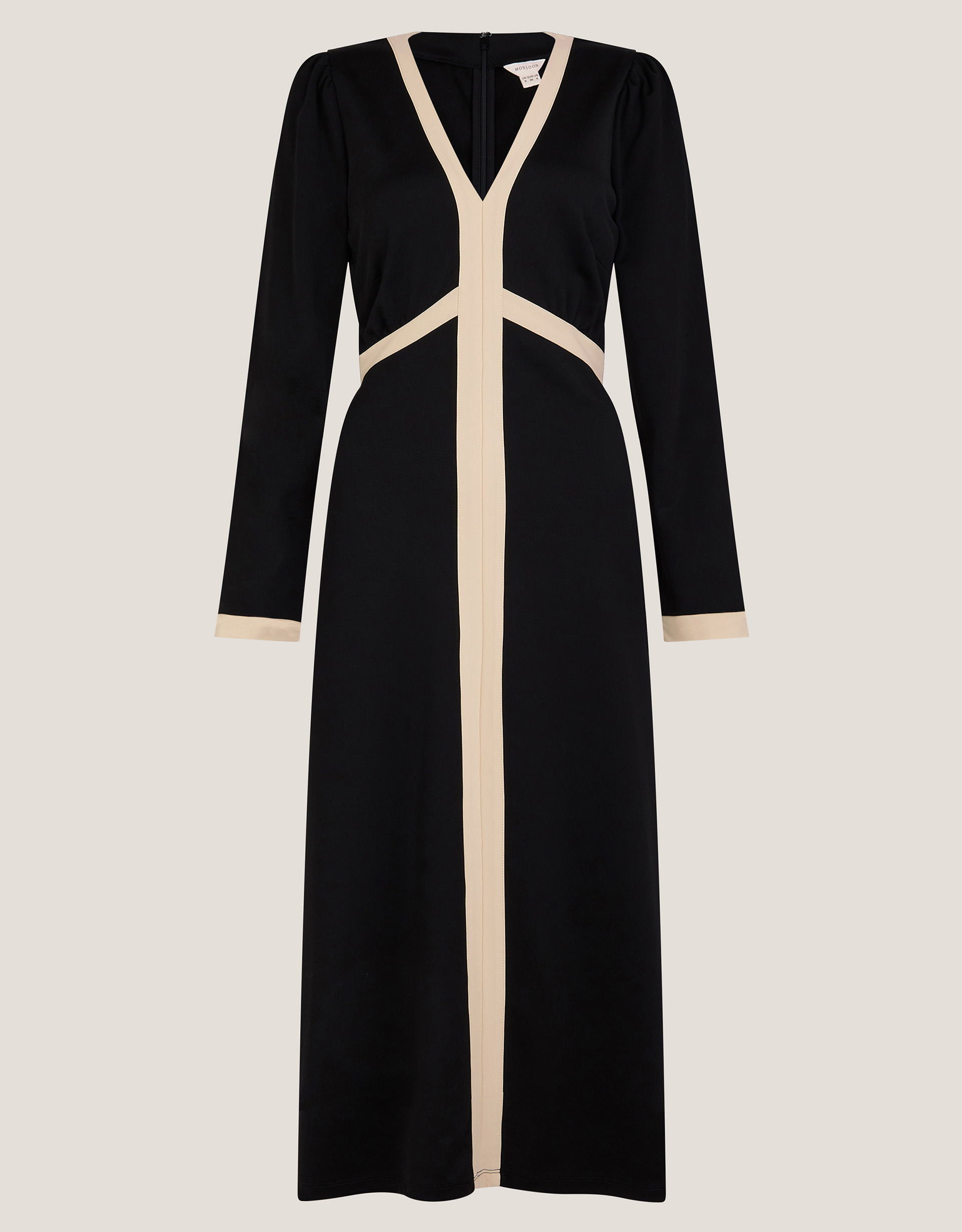 Monsoon Paloma Contrast Panel Jersey Midi Dress Black, view 5