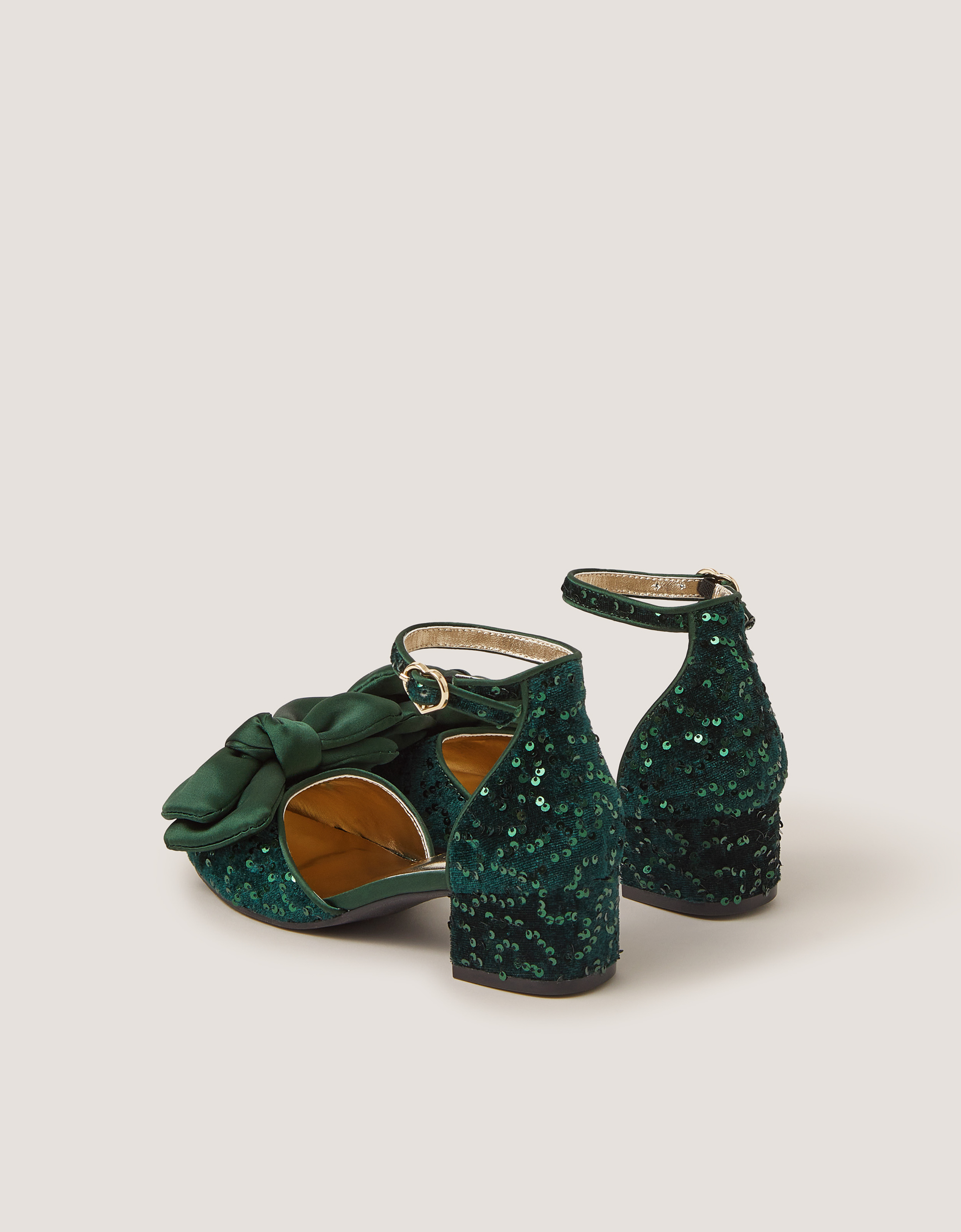 Monsoon Sequin Bow Velvet Two Part Heels, view 3
