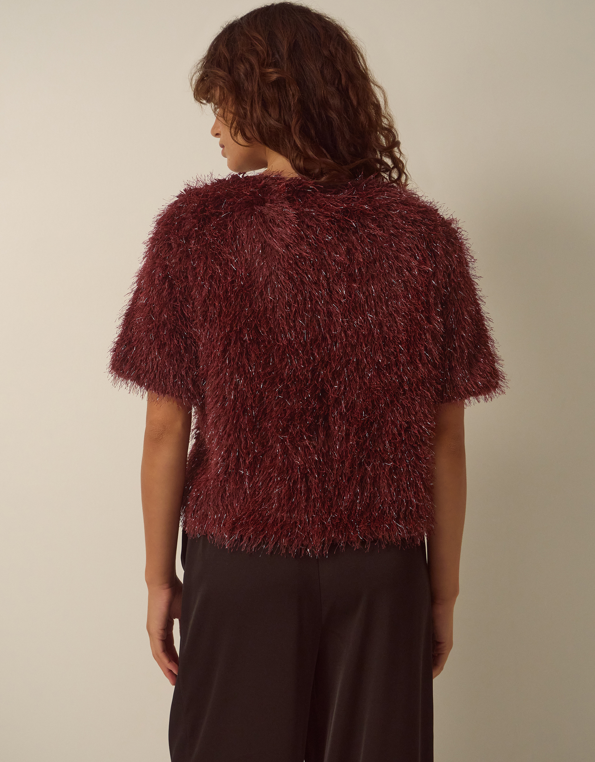 Monsoon Terri Short Sleeve Fringe Top, view 3