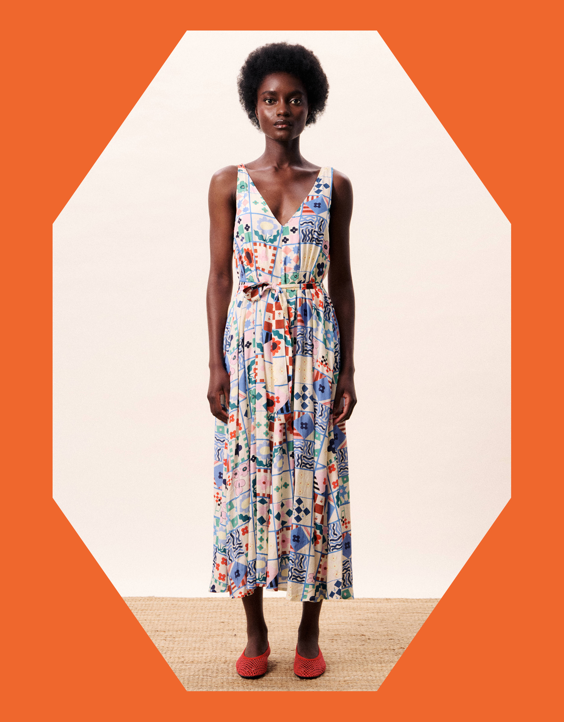 Monsoon FRNCH Consordia Tile Print Midi Dress