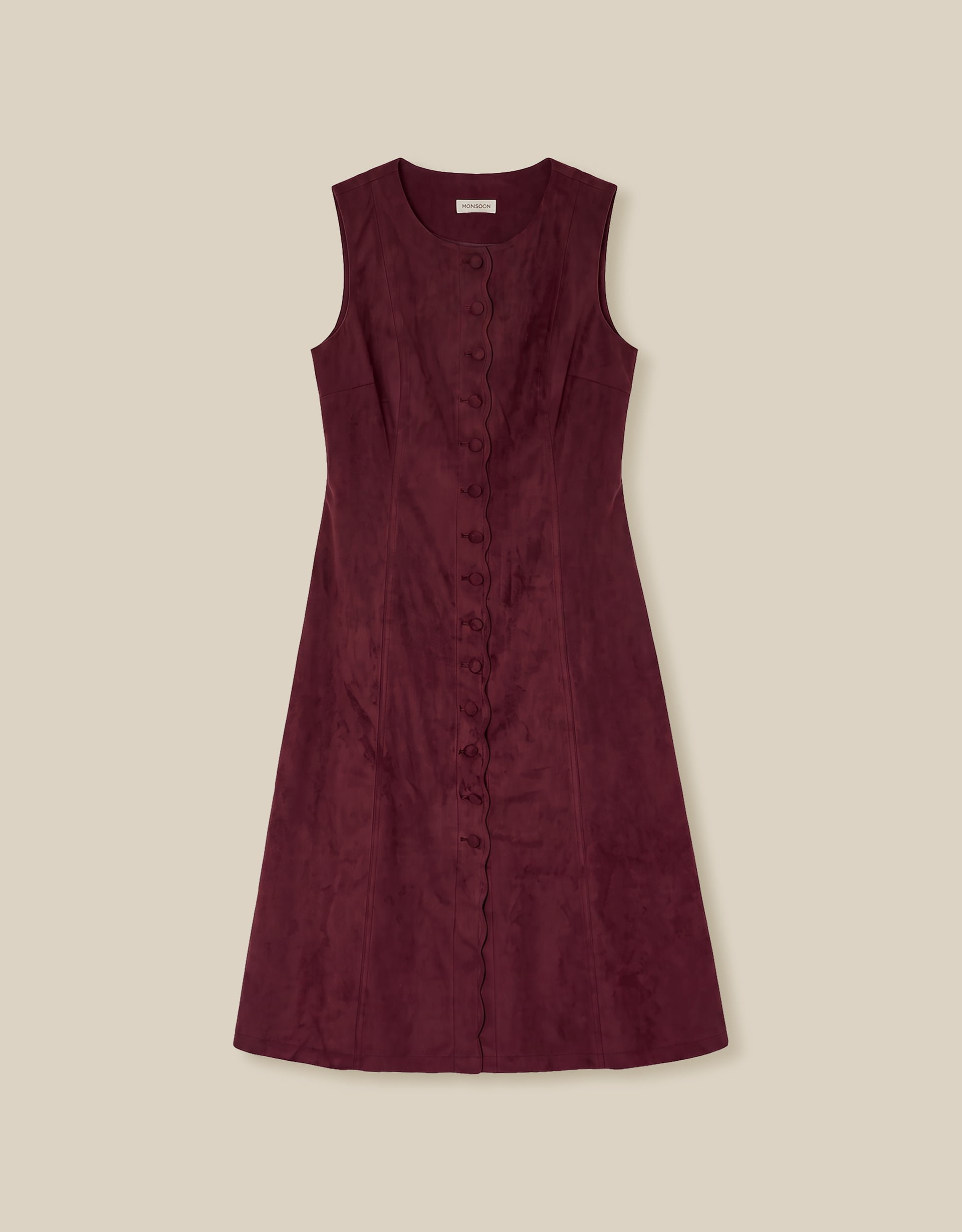 Monsoon Isabel Sleeveless Faux Suede Midi Dress, view 5