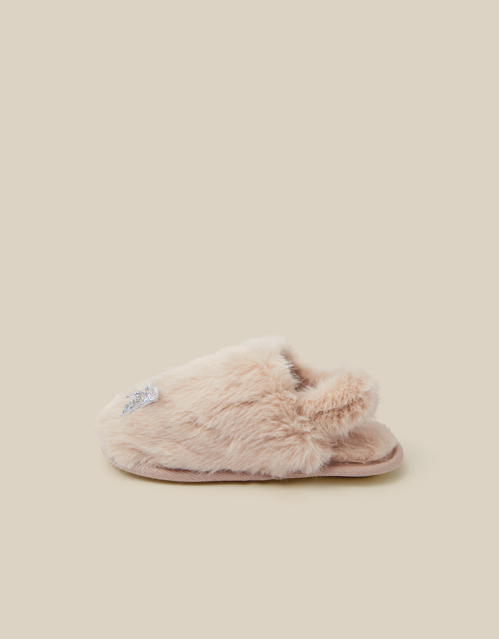 Monsoon Fluffy Rhinestone Butterfly Slippers, view 2