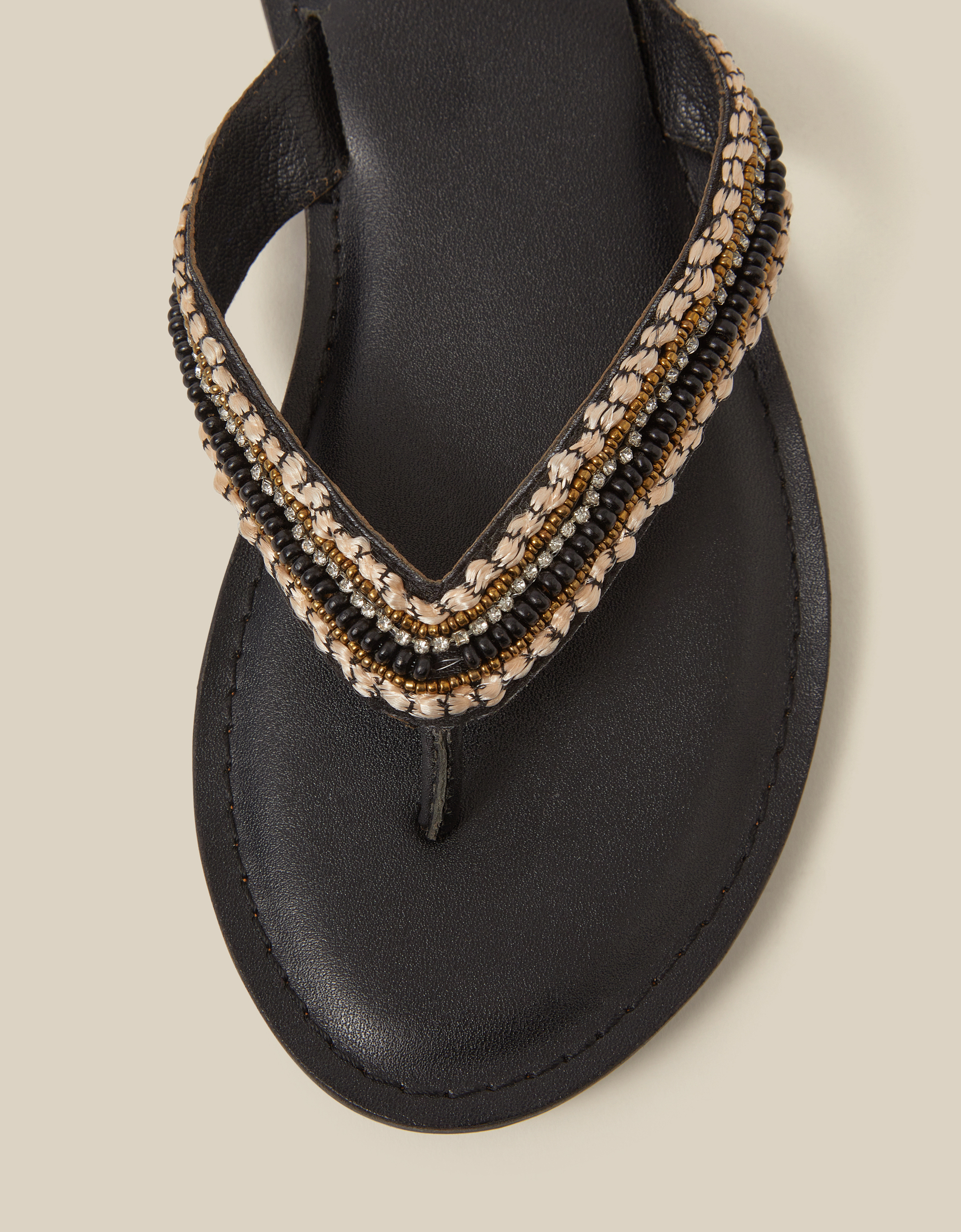 Monsoon Harper Beaded Leather Flip Flops, view 3