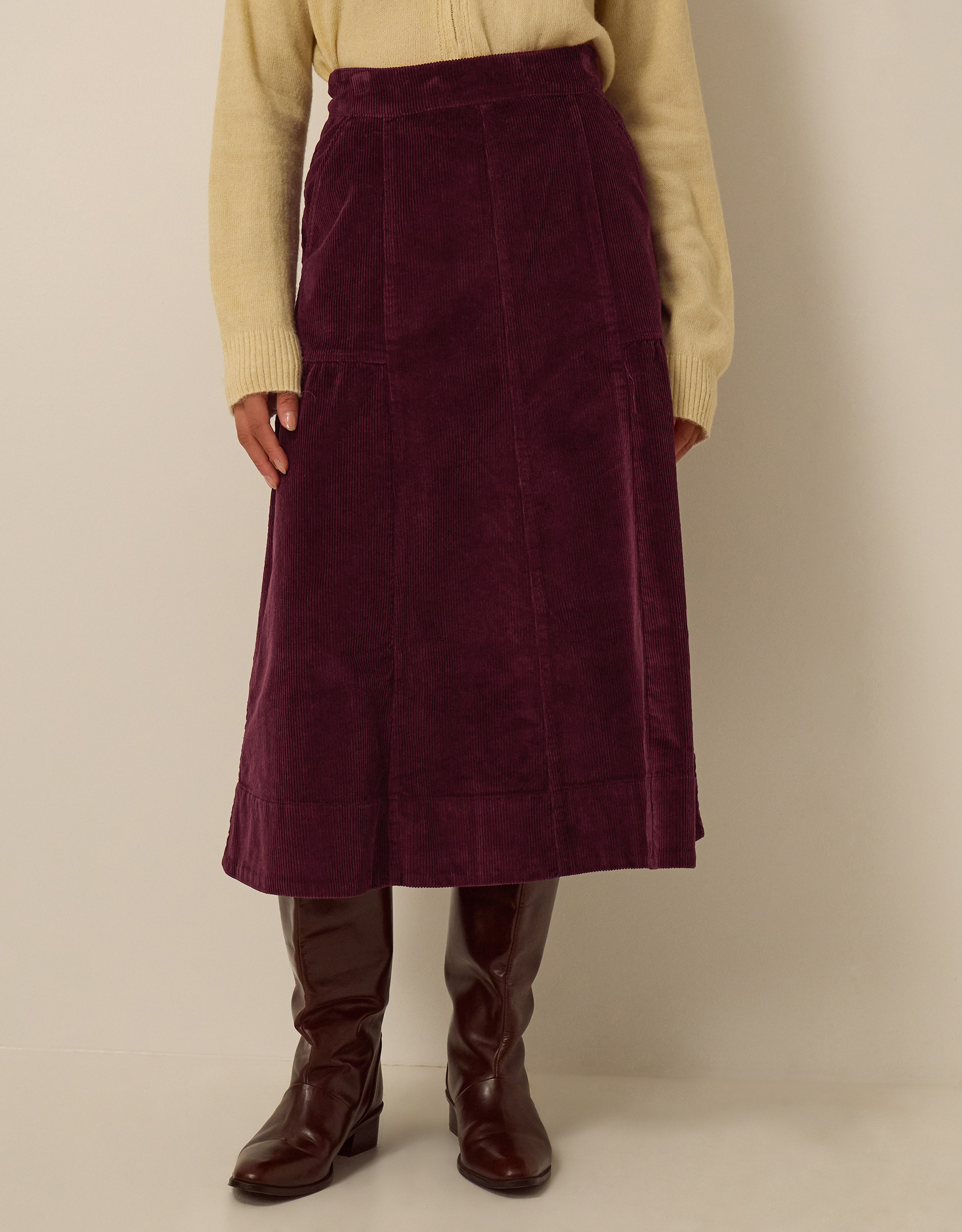 Monsoon Yasmin Corduroy Midi Skirt, view 4