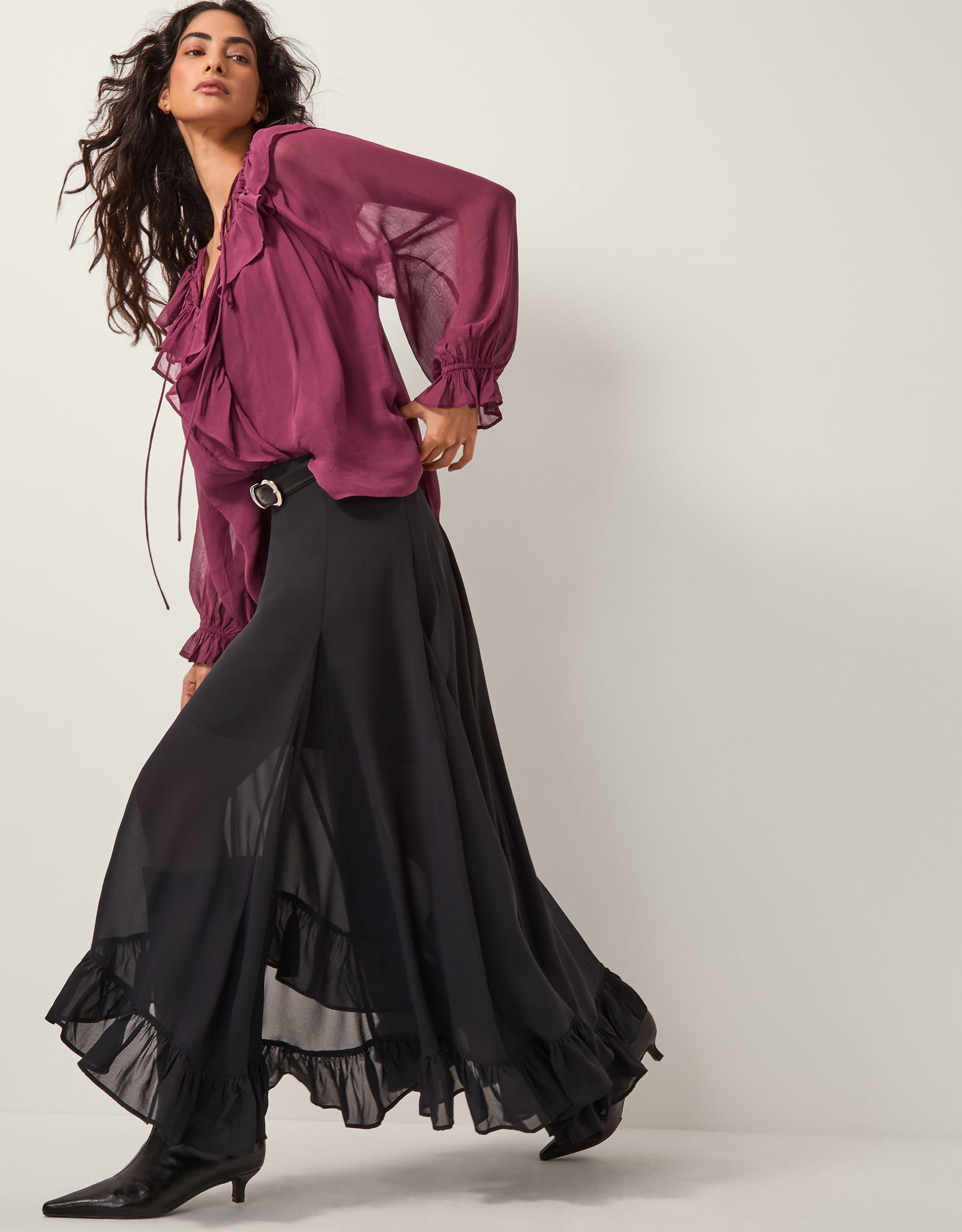 Monsoon Suki Ruffle Blouse in red