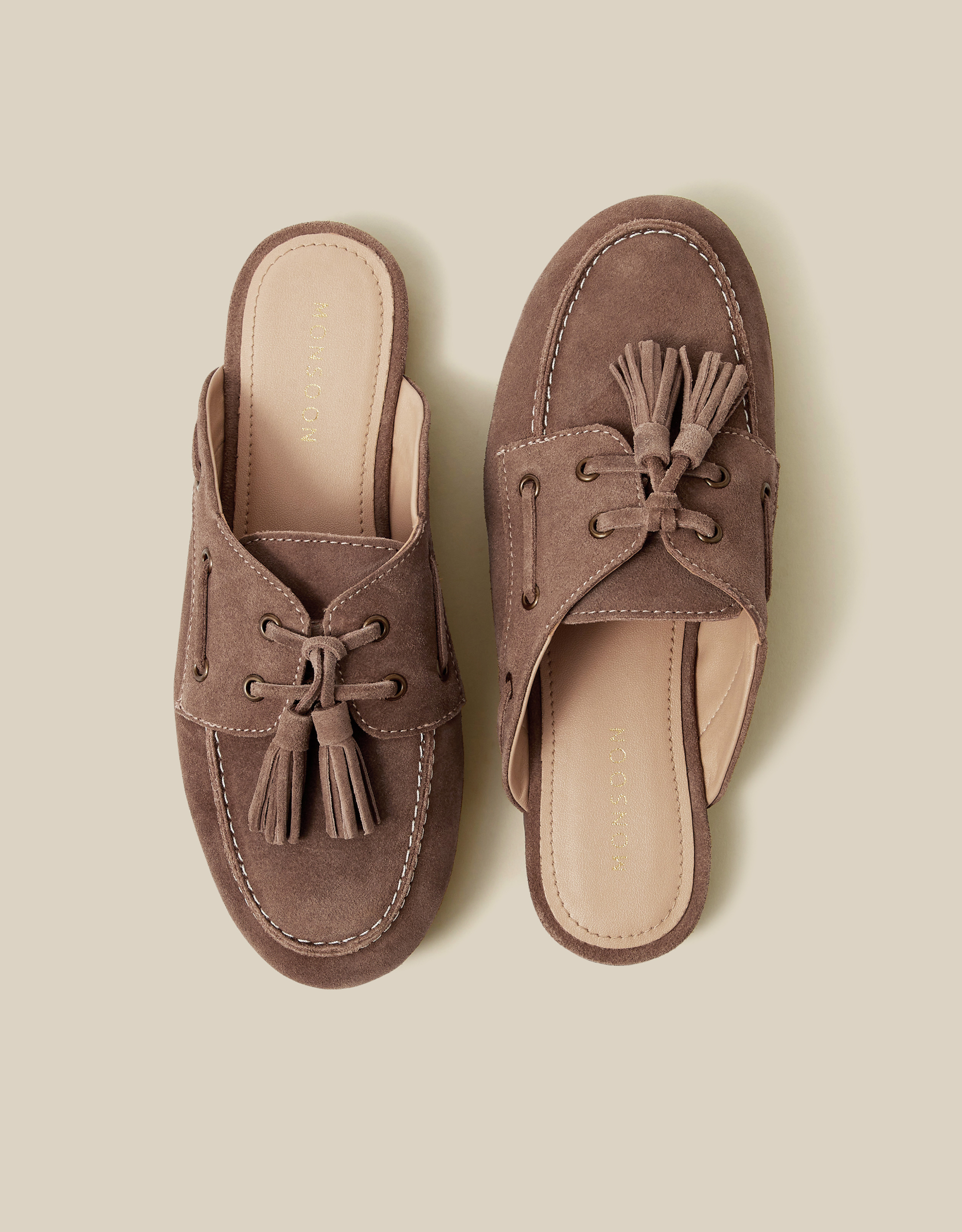 Monsoon Iris Suede Slip on Loafers in natural