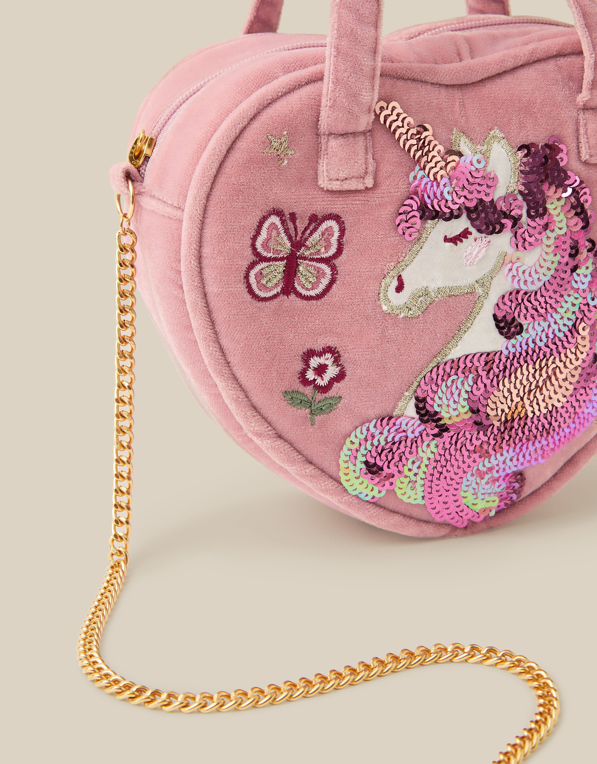Monsoon Sequin Unicorn Velvet Heart Bag, view 4