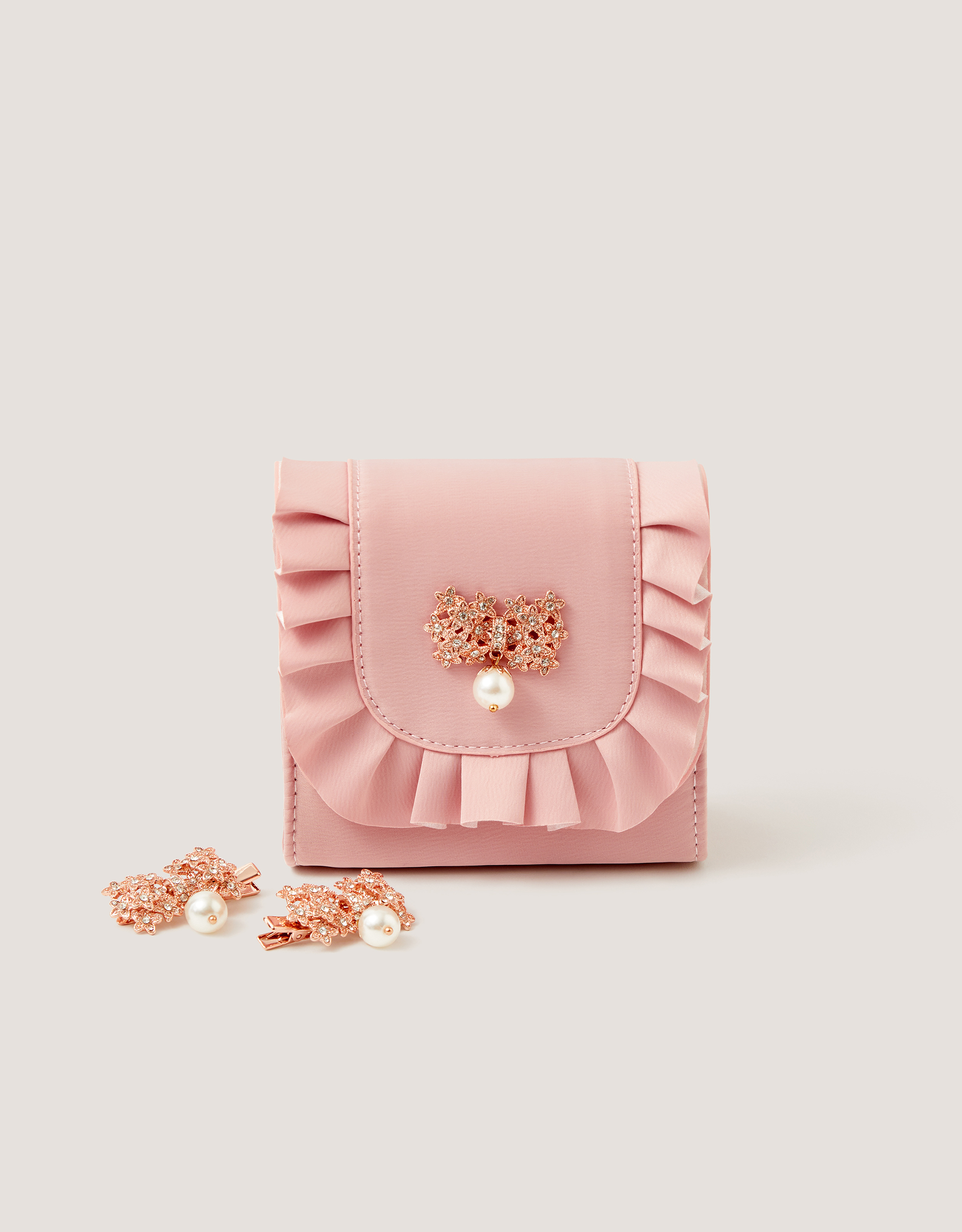 Monsoon Flower Pearl Bag & Hair Clips Set
