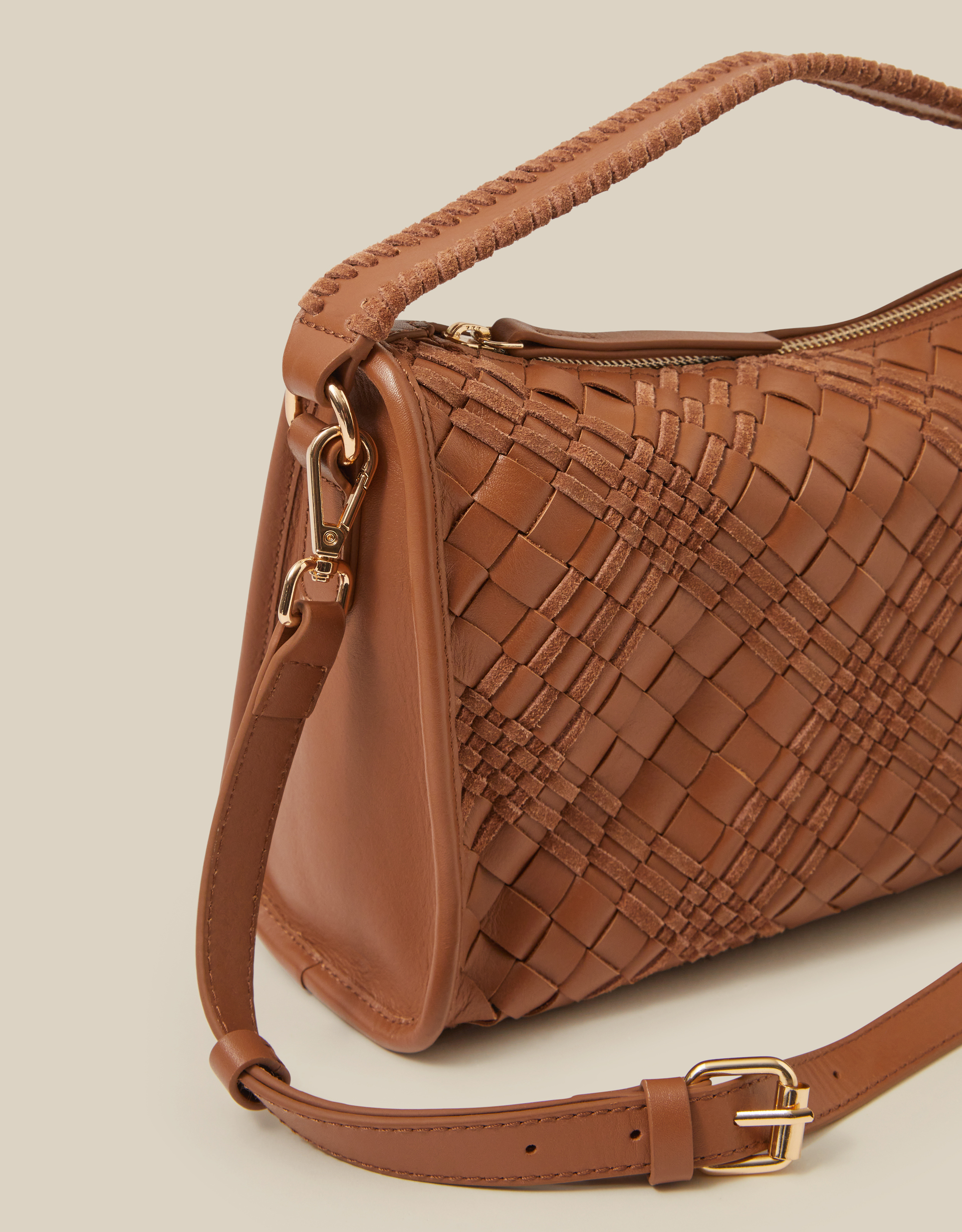 Monsoon Bertie Woven Leather Bag, view 4