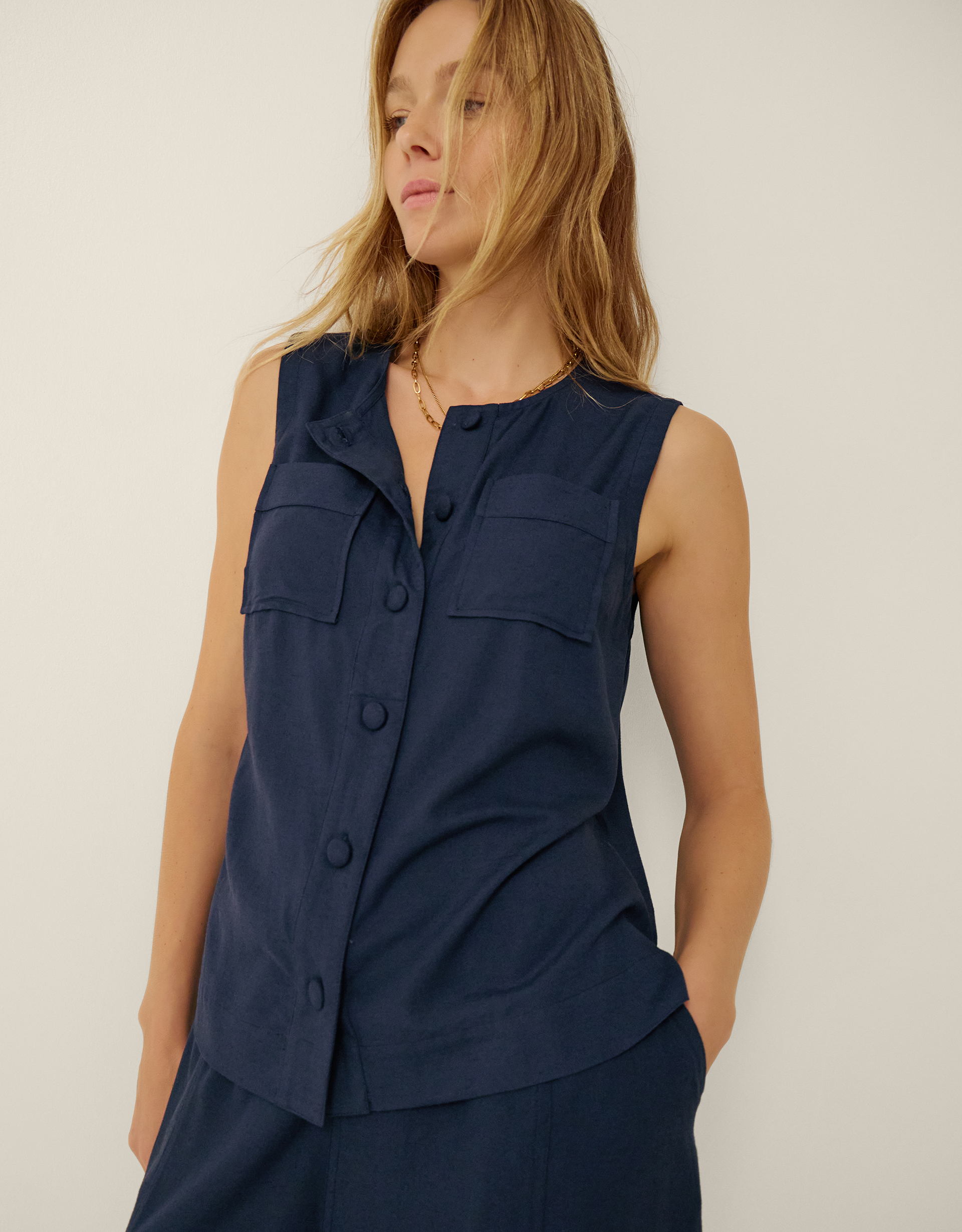 Monsoon Bridget Button Tank Top