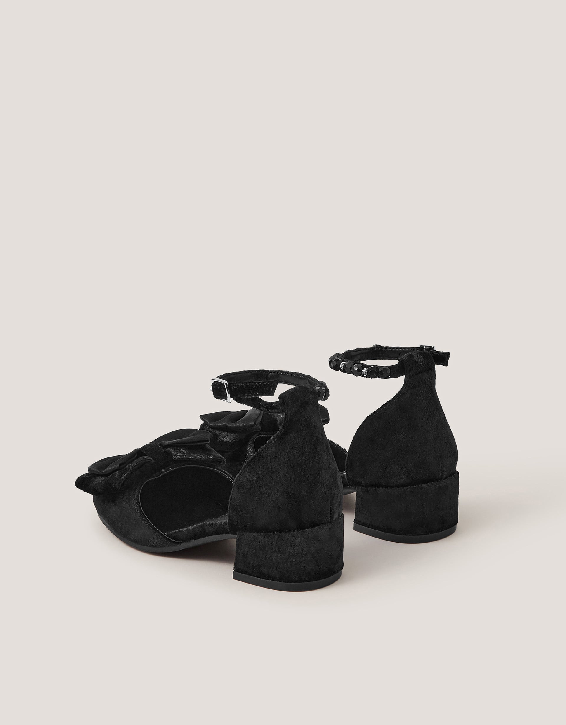 Monsoon Embellished Bow Velvet Two Part Heels, view 3