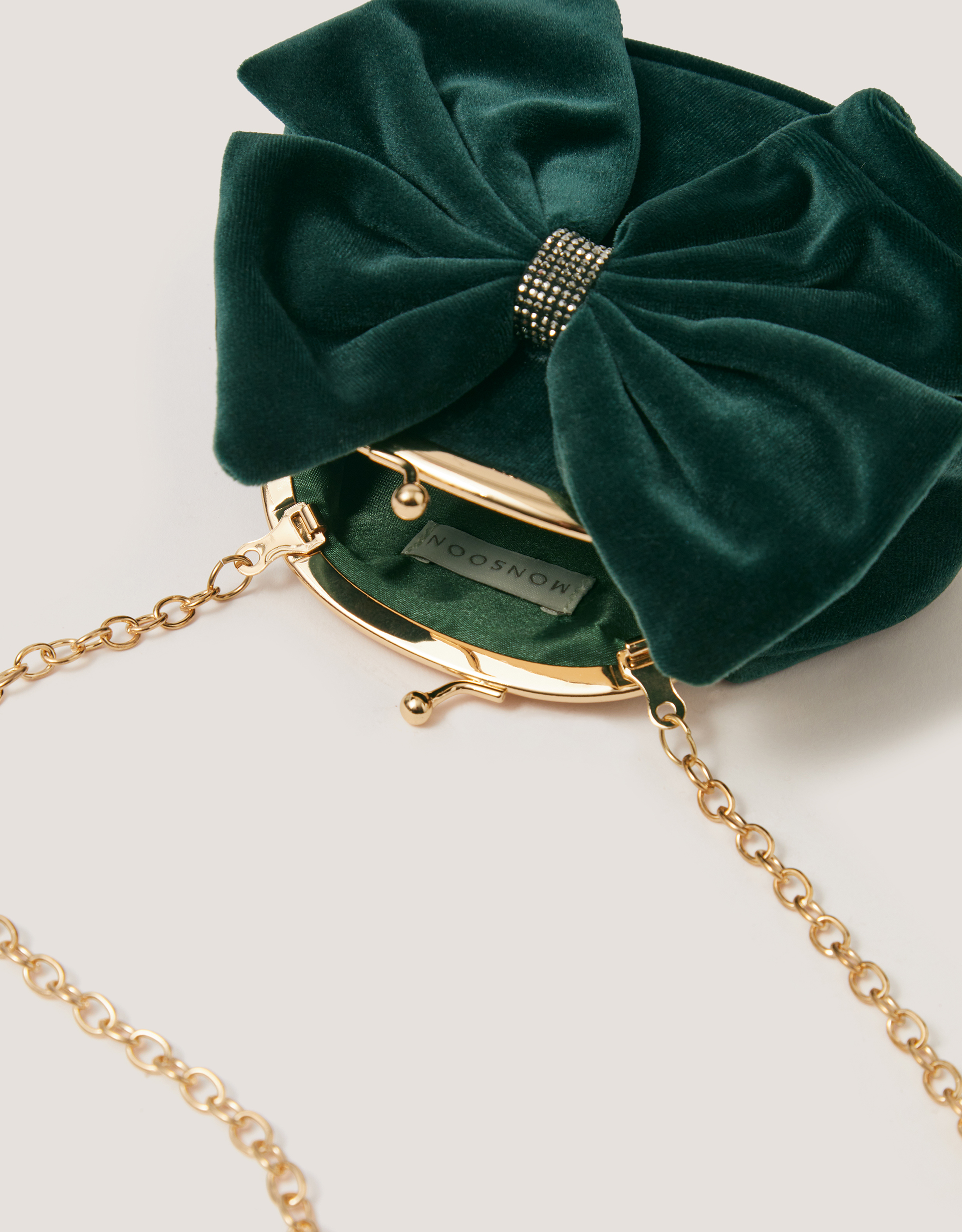 Monsoon Velvet Bow Clip Frame Bag in Green, view 3
