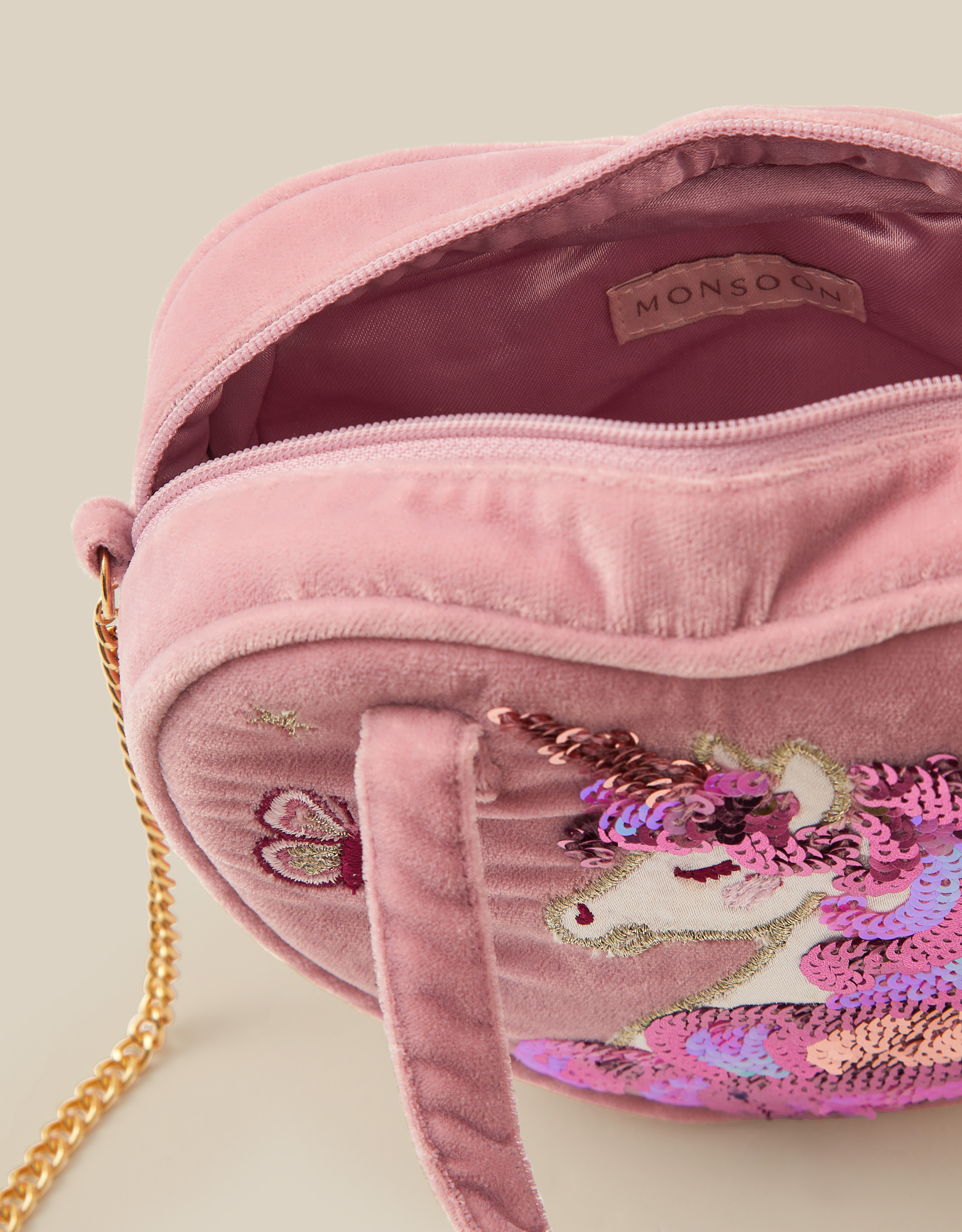 Monsoon Sequin Unicorn Velvet Heart Bag, view 3