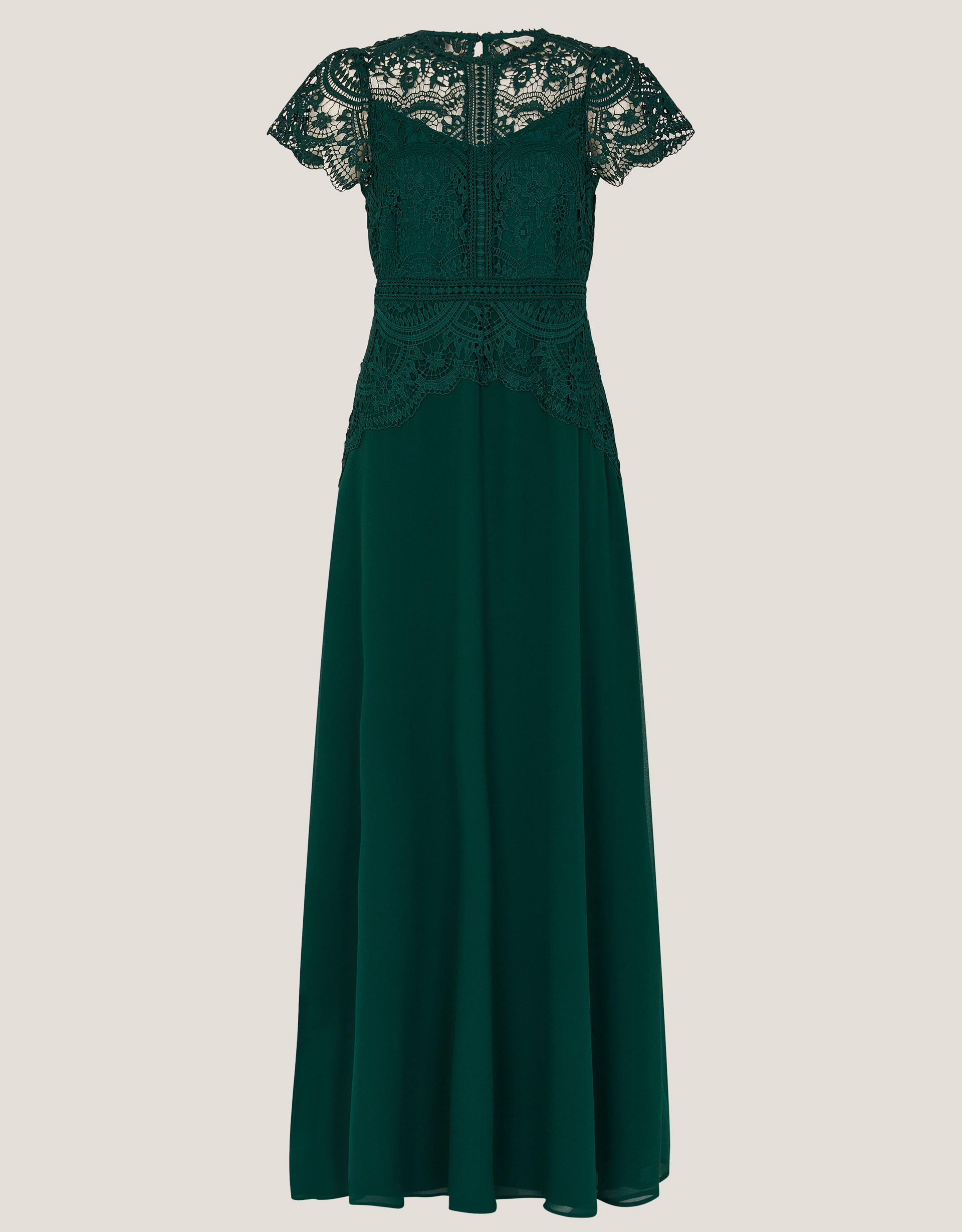 Monsoon Dark Green Floral Lace Monica Bridesmaid Dress, view 5