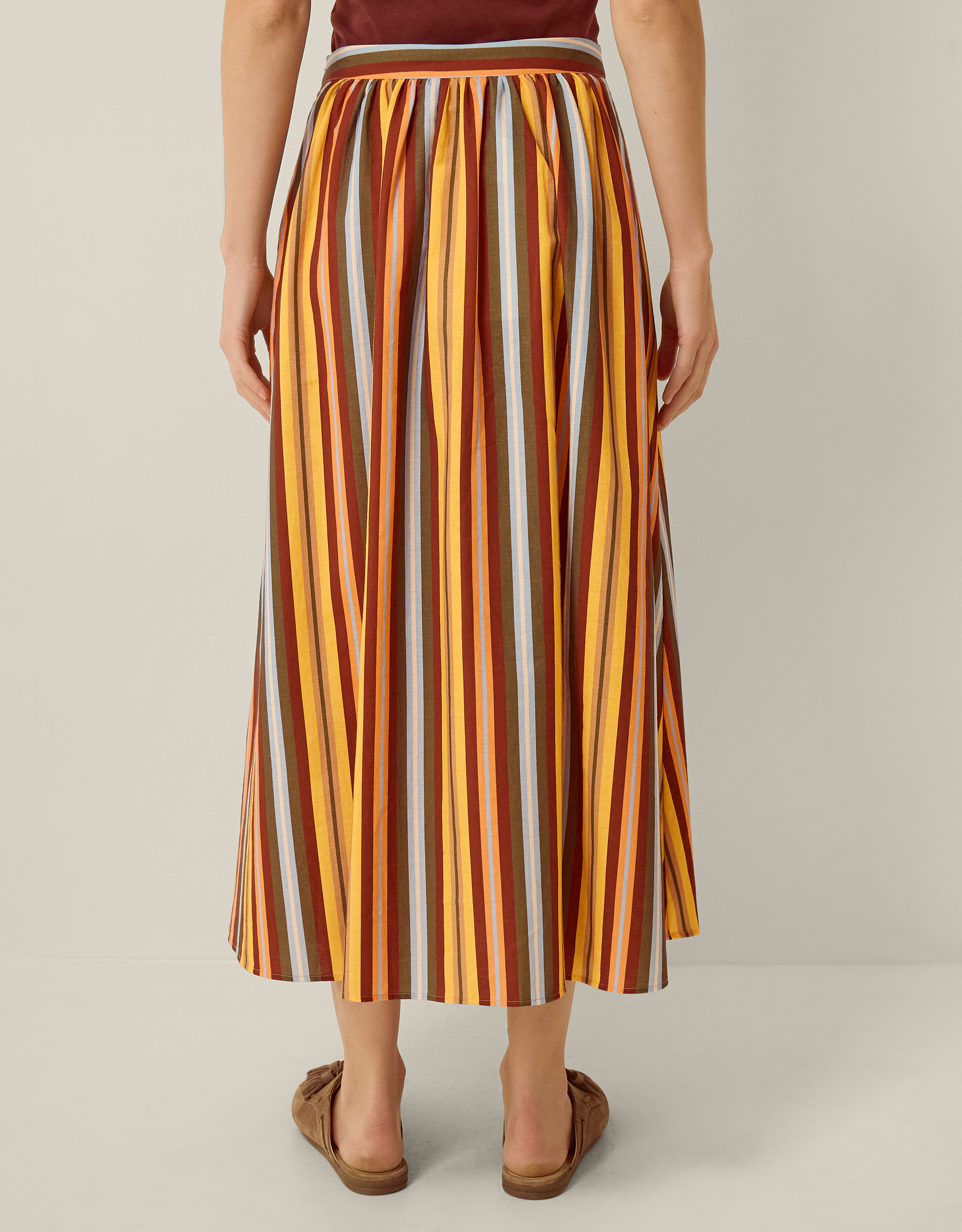 Monsoon Sydney Stripe Midi Skirt, view 3