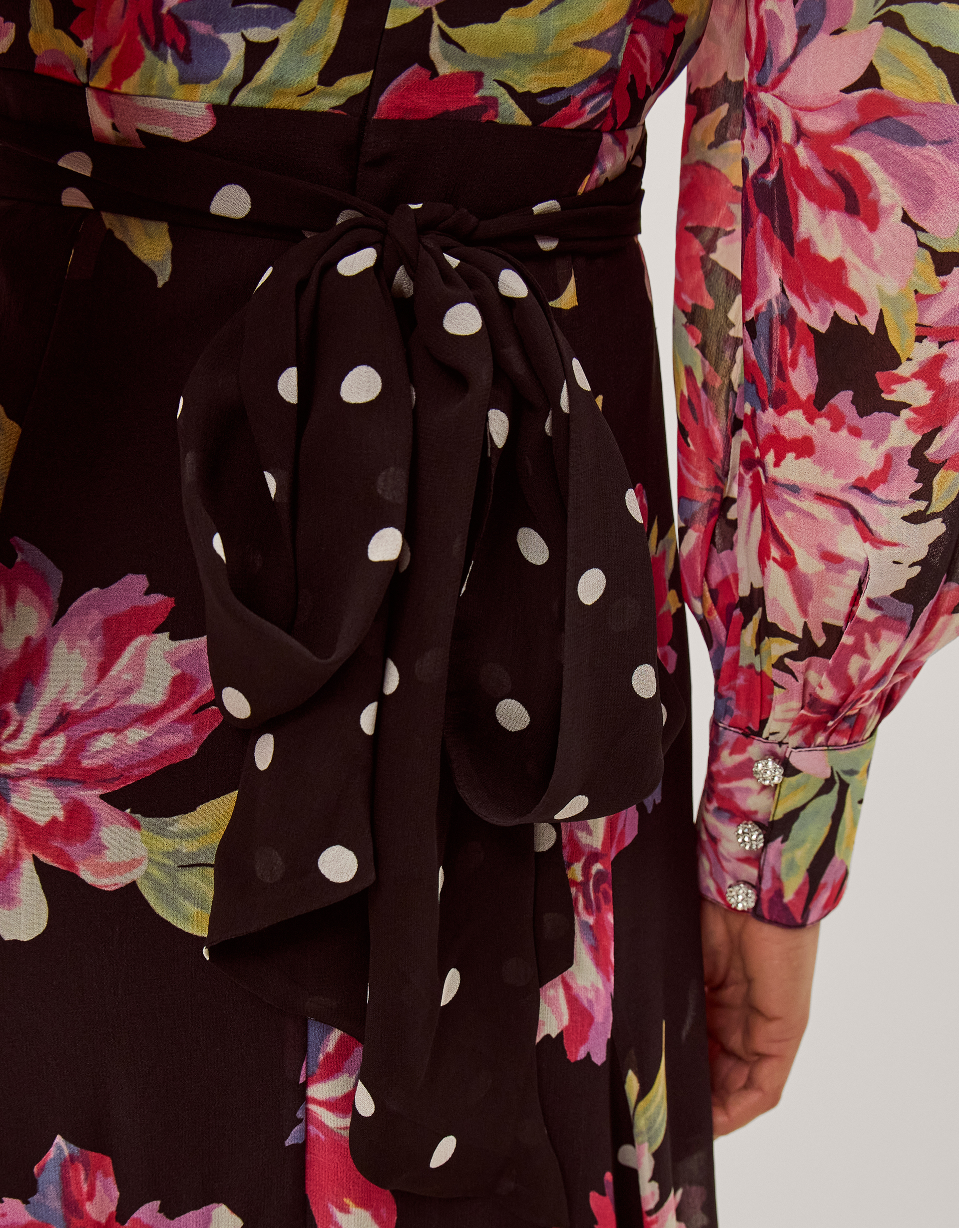 Monsoon Kiri Floral Print Maxi Dress Black, view 5