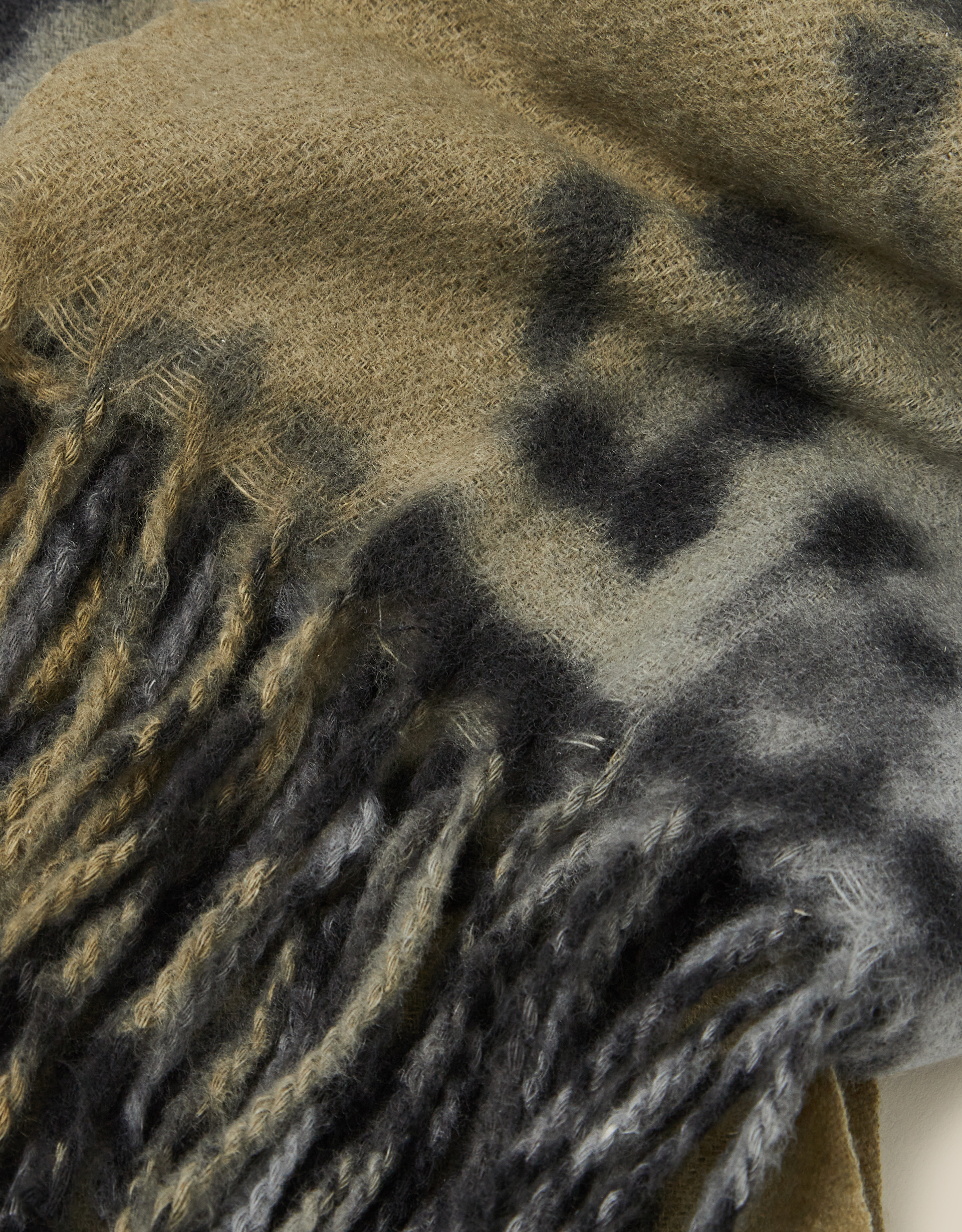 Monsoon Archi Animal Print Tassel Scarf in Grey, view 2