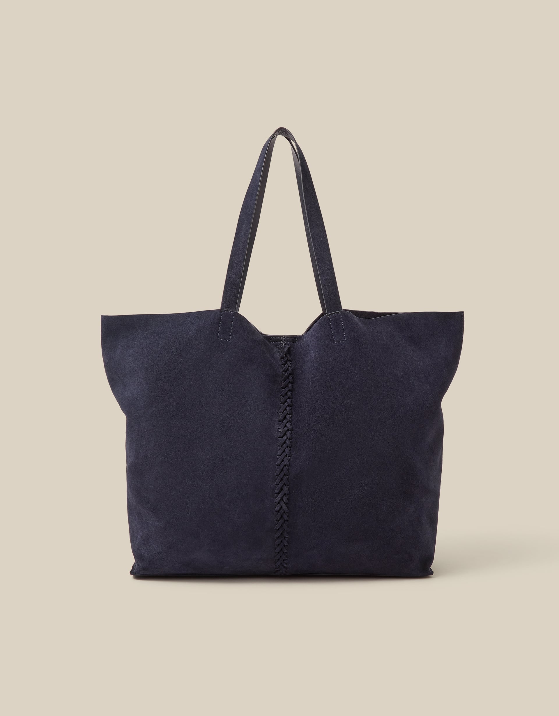 Monsoon Perl Suede Tote Bag in navy