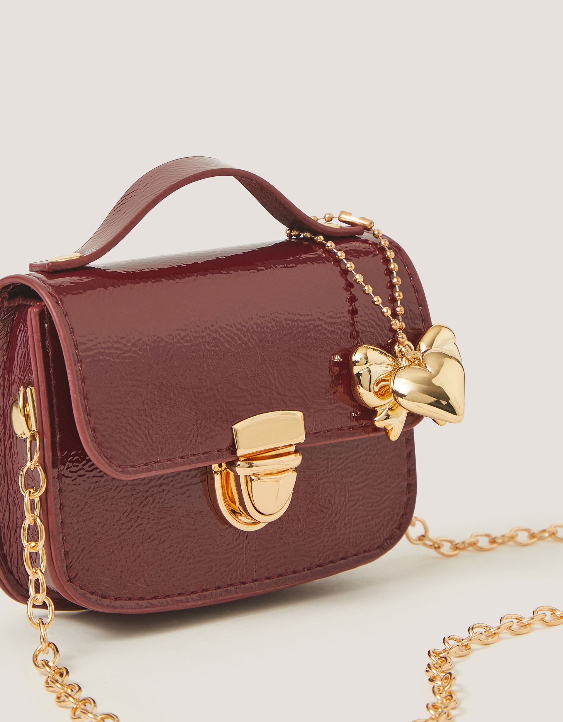 Monsoon Mini Patent Satchel Bag, view 3