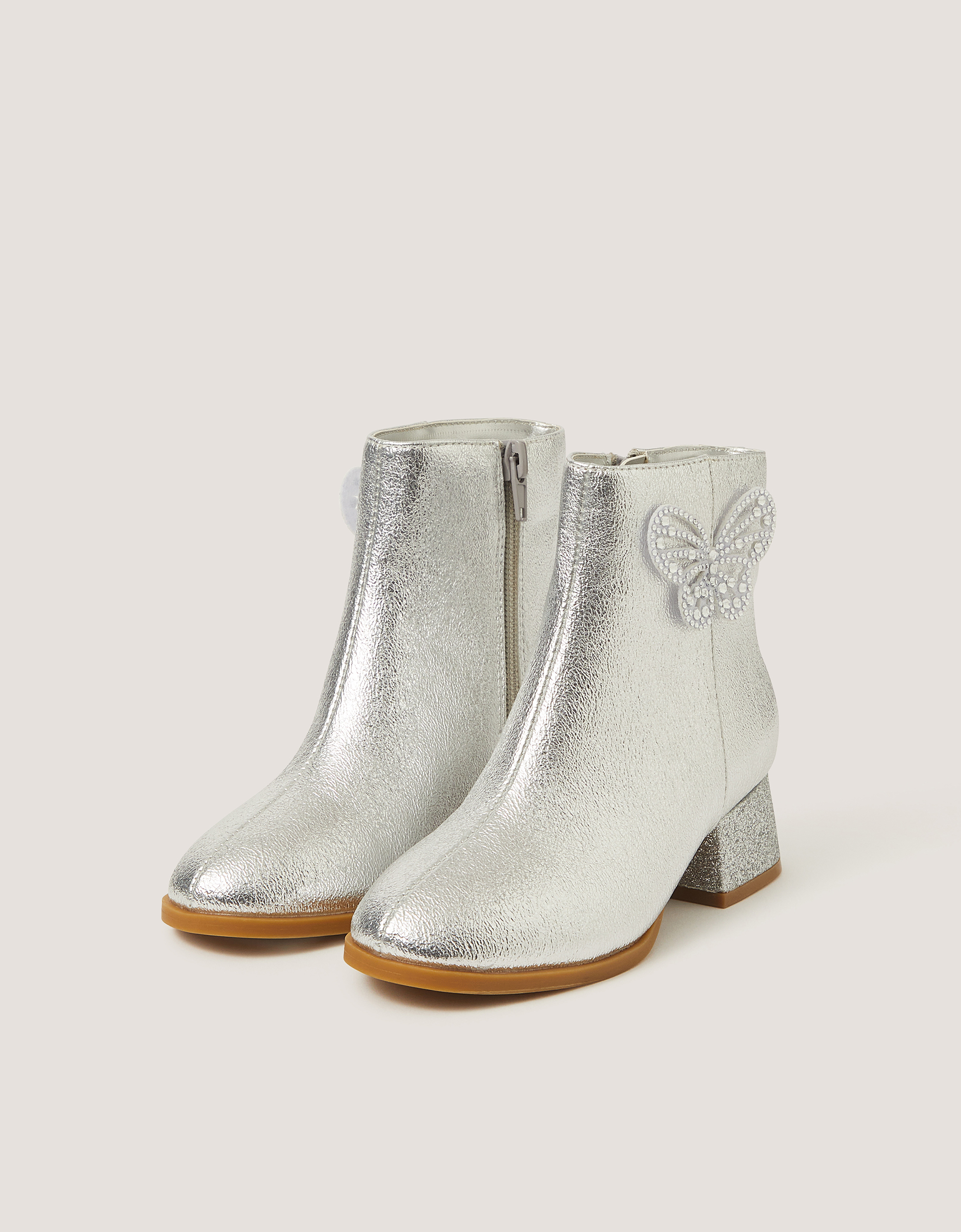 Monsoon Metallic Butterfly Boots in silver