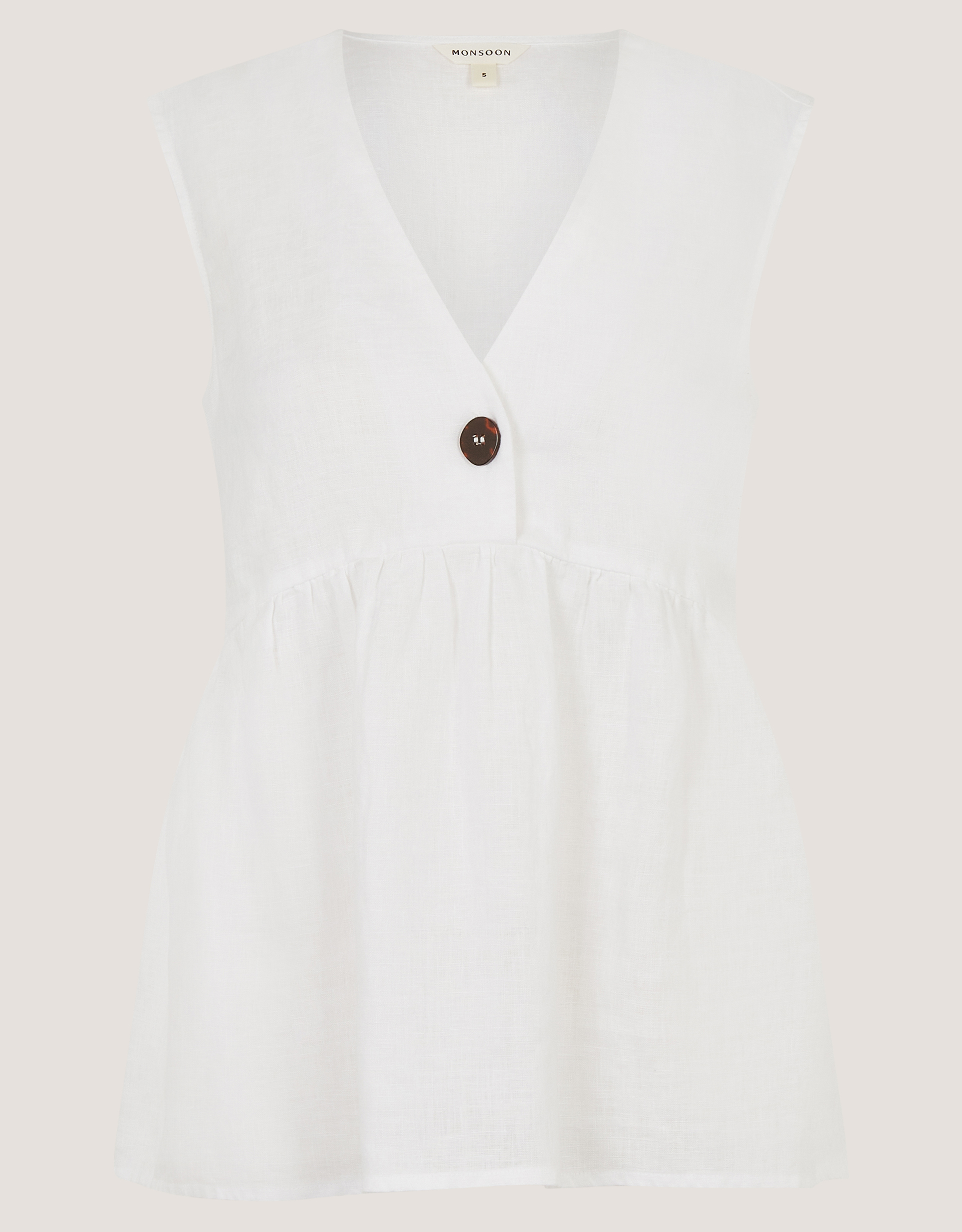 Monsoon Posey Sleeveless Linen Top in White, view 5