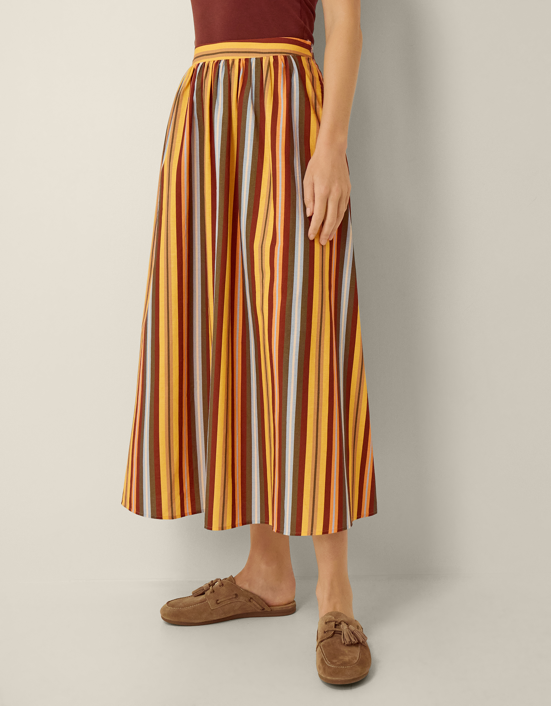 Monsoon Sydney Stripe Midi Skirt, view 4