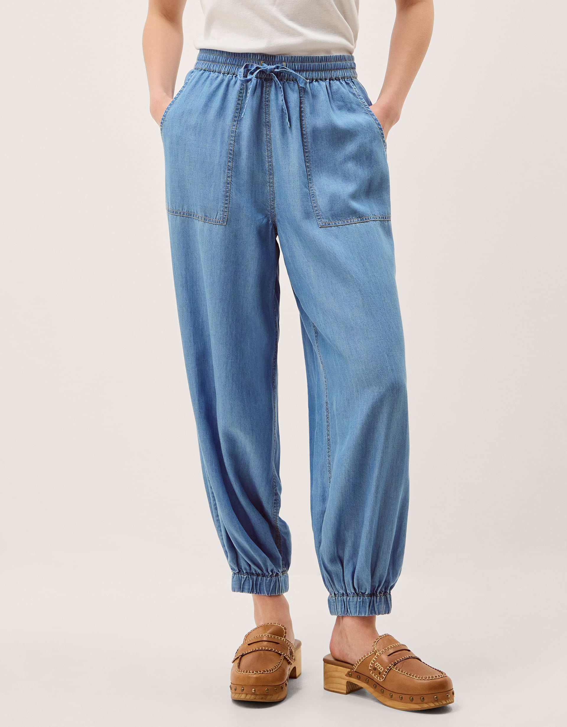 Monsoon Daria Chambray Balloon Trousers, view 3