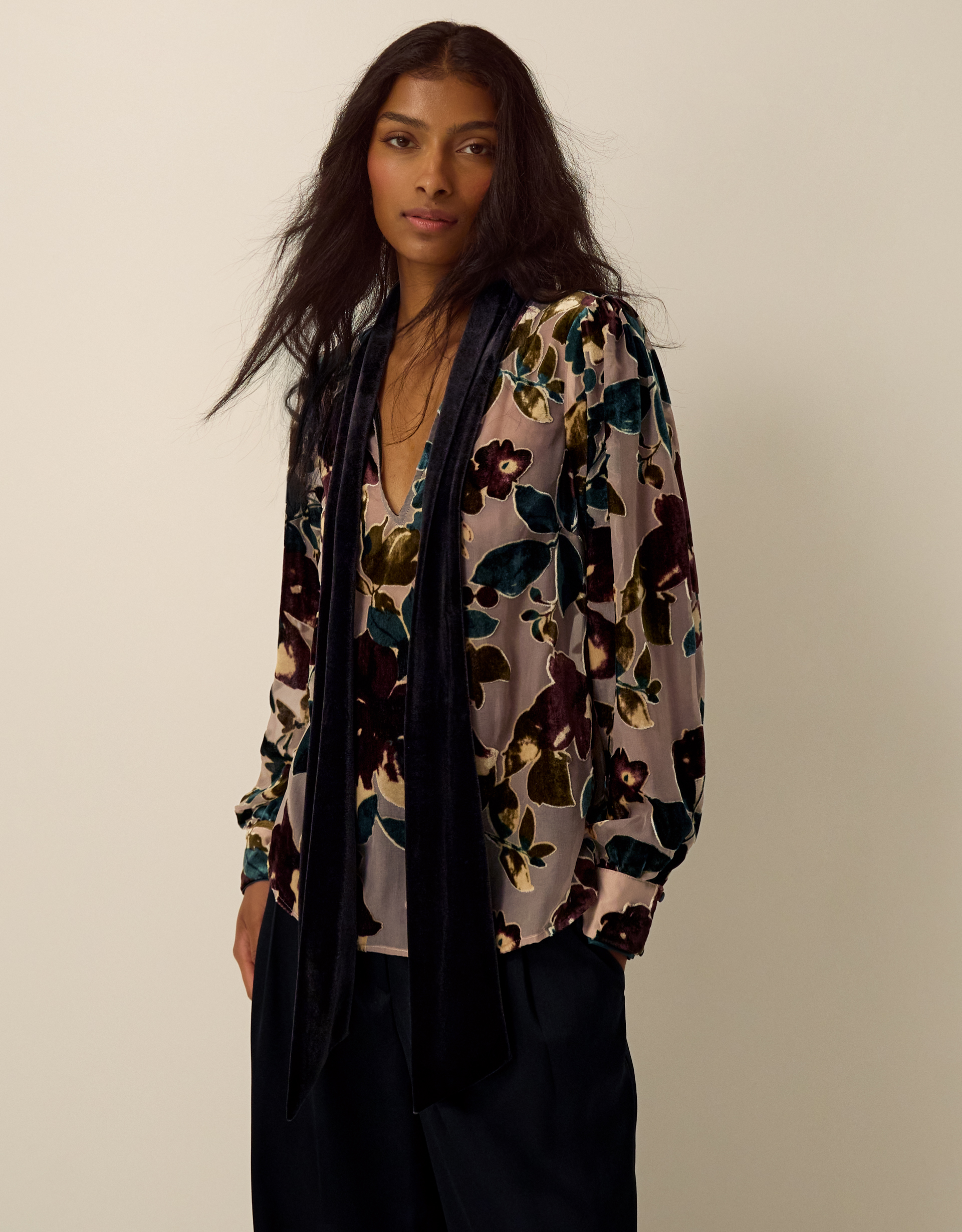 Monsoon Ayla Floral Devoré Blouse Camel, view 4