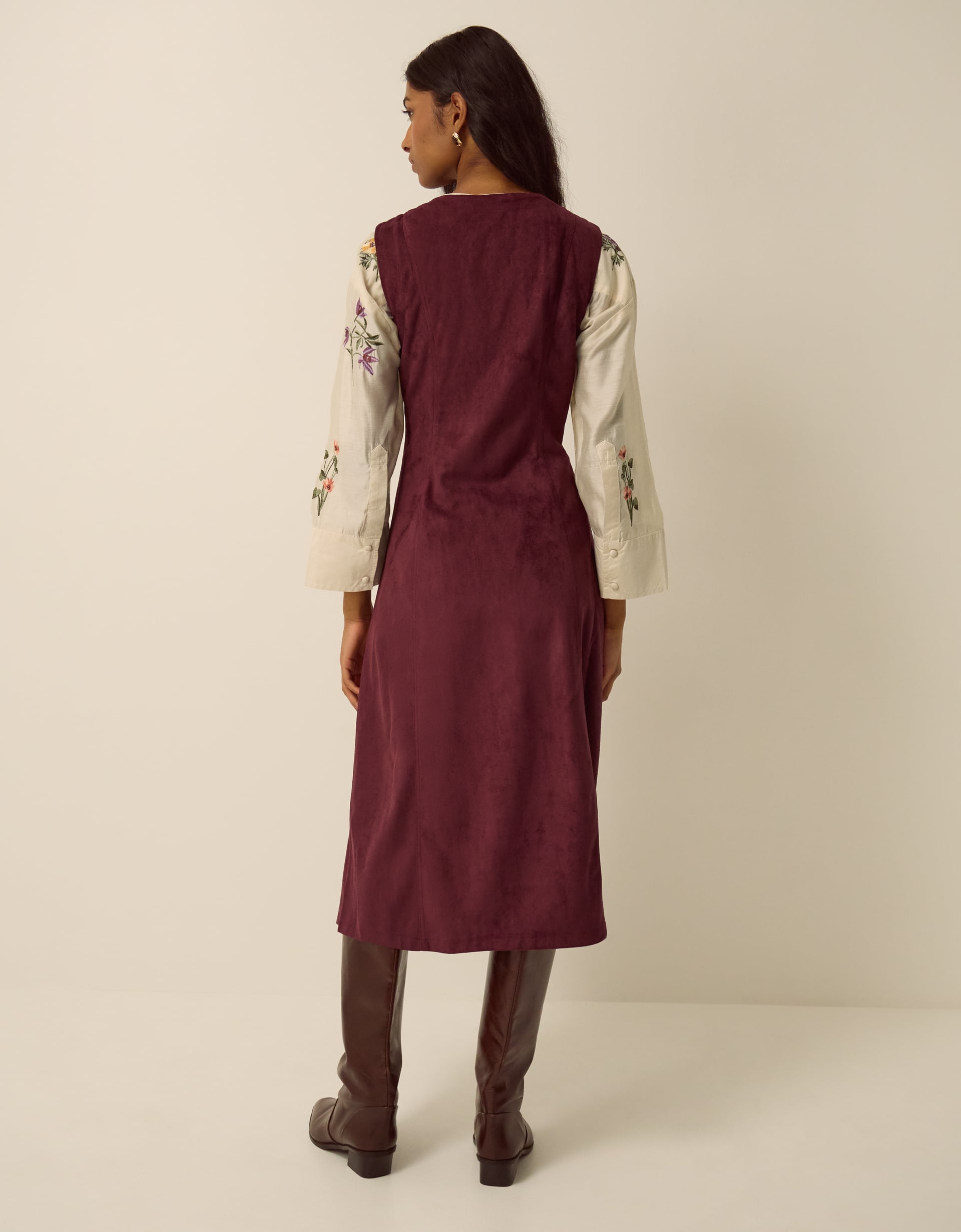 Monsoon Isabel Sleeveless Faux Suede Midi Dress, view 3