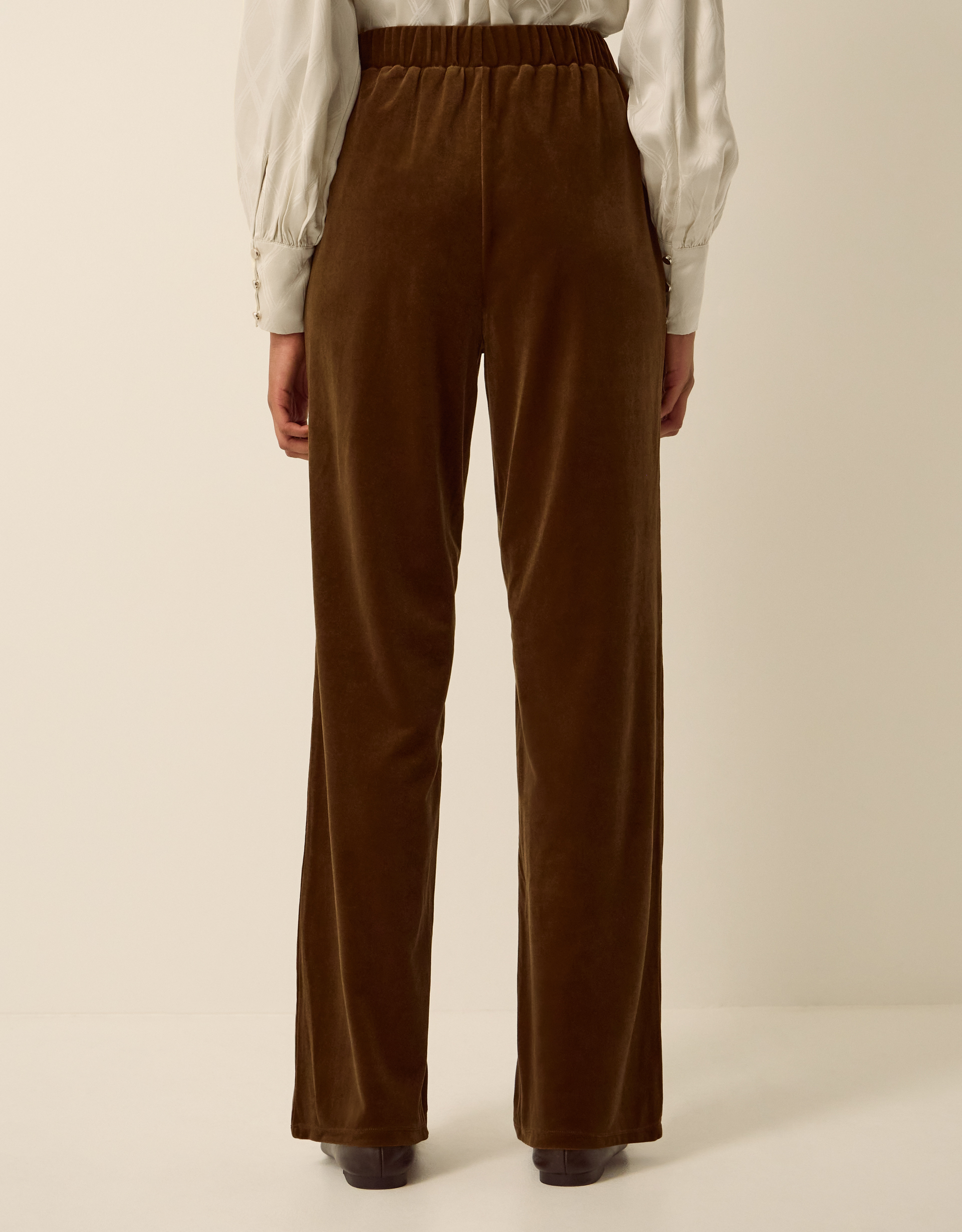 Monsoon Mila Velvet Straight Leg Trousers in Green, view 3