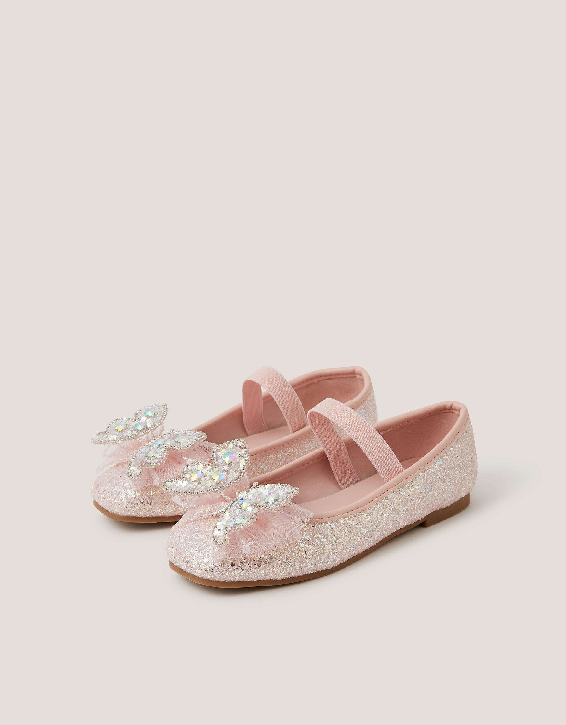 Monsoon Sparkle Butterfly Ballet Flats in Pink