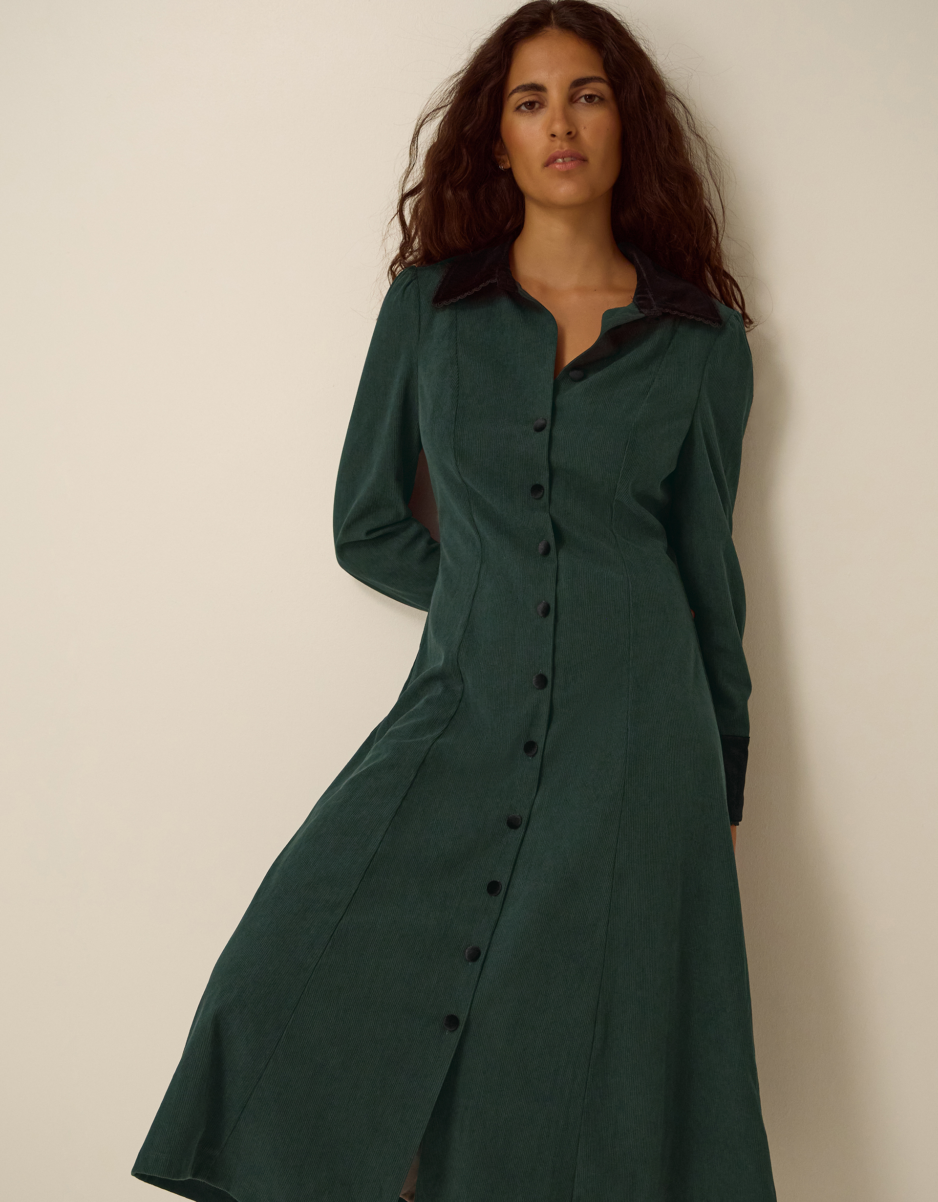 Monsoon Saba Collar Corduroy Midi Dress