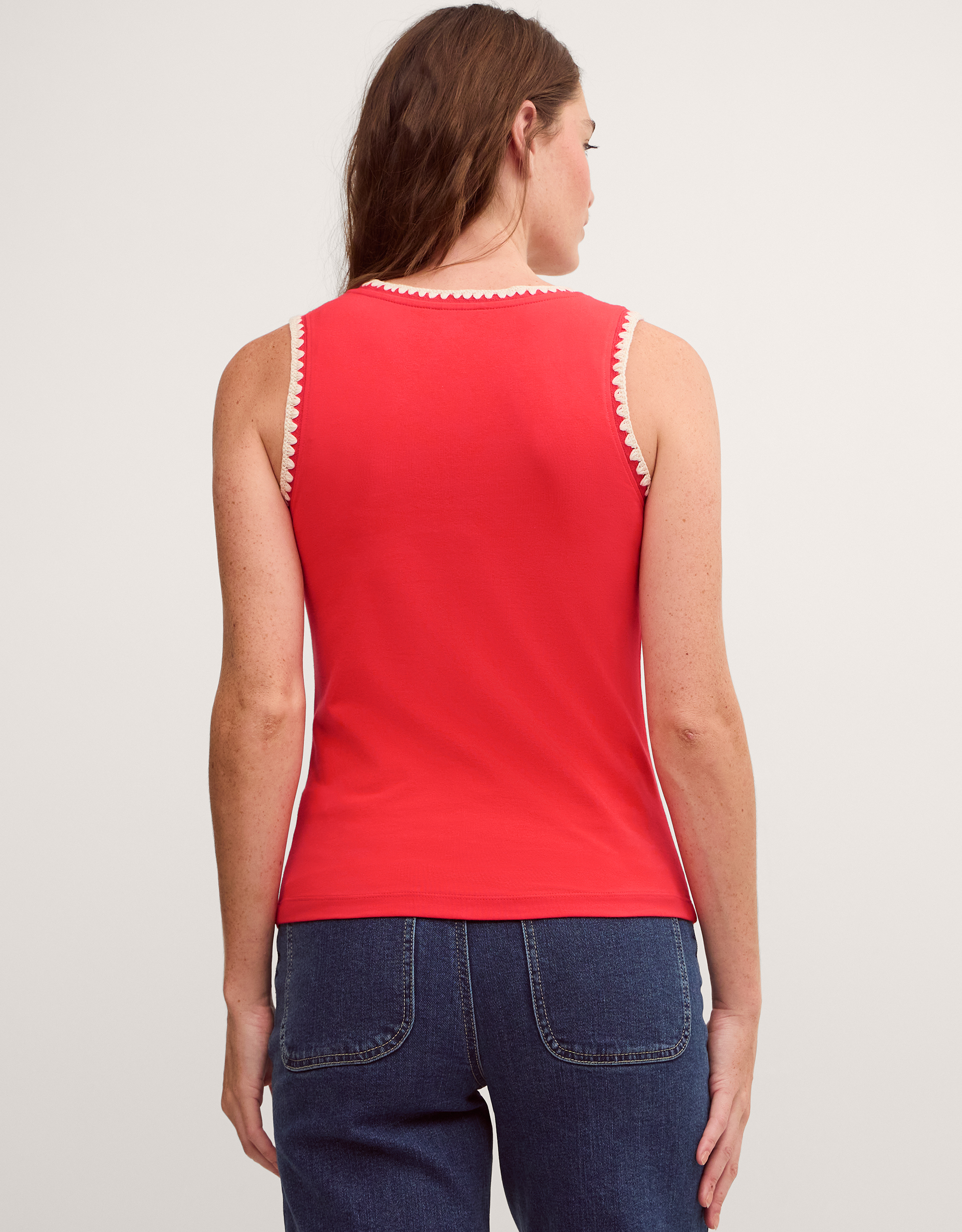 Monsoon Teri Contrast Stitch Jersey Cami Top, view 4