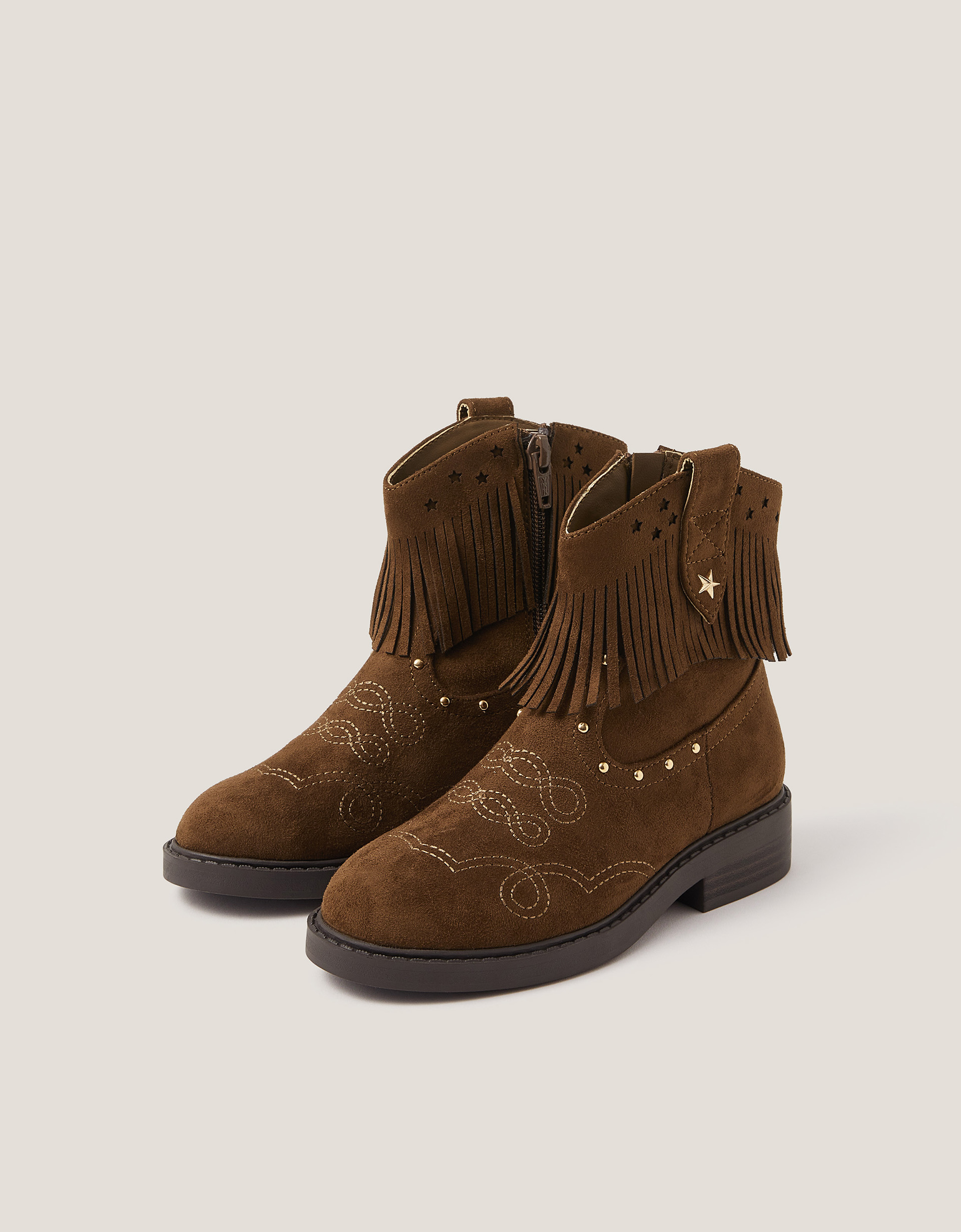 Monsoon Fringe Faux Suede Cowboy Boots
