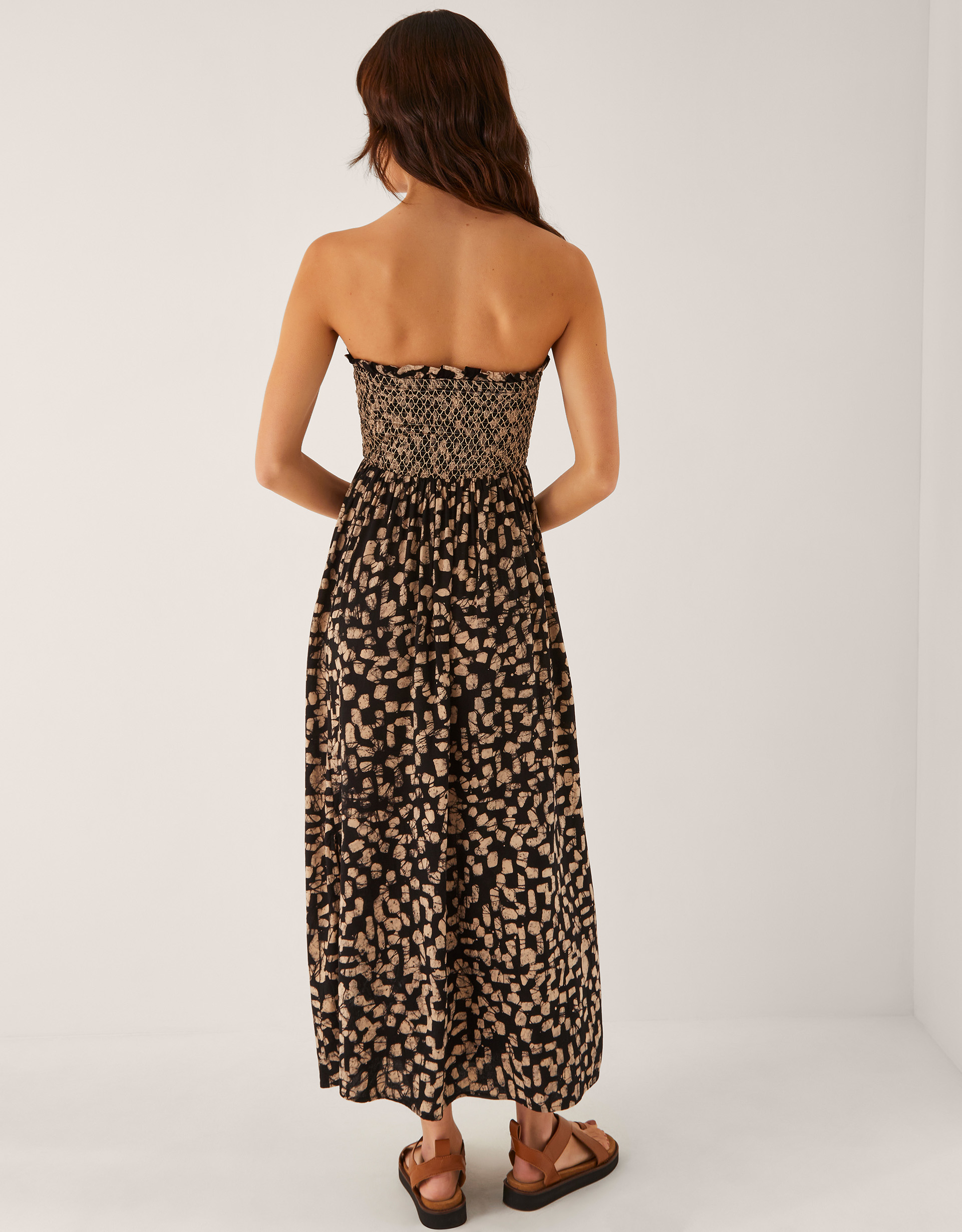 Monsoon Black & Gold Geometric Print Ania Bandeau Dress, view 3