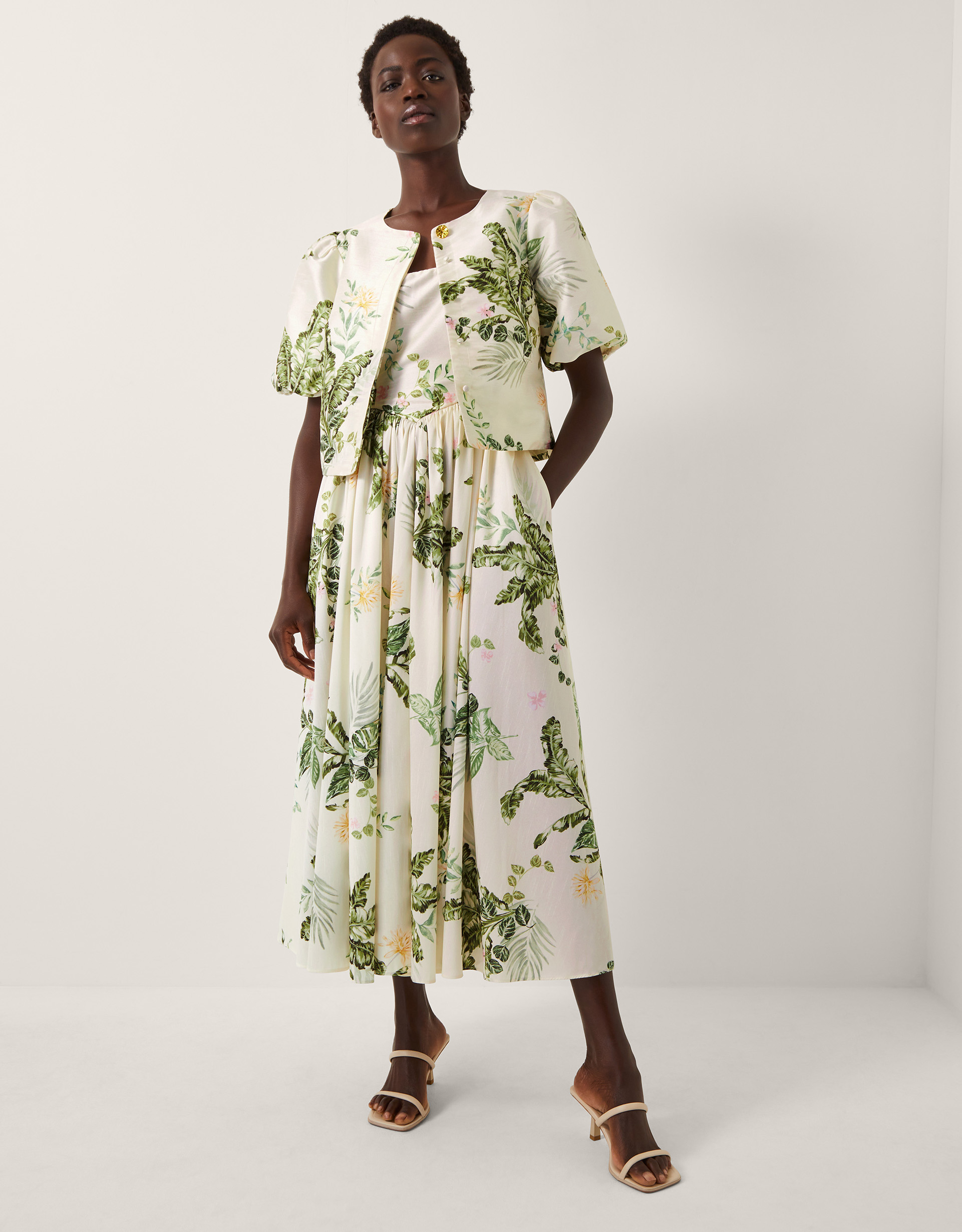 Monsoon Anne Floral Puff Sleeve Jacket, view 2