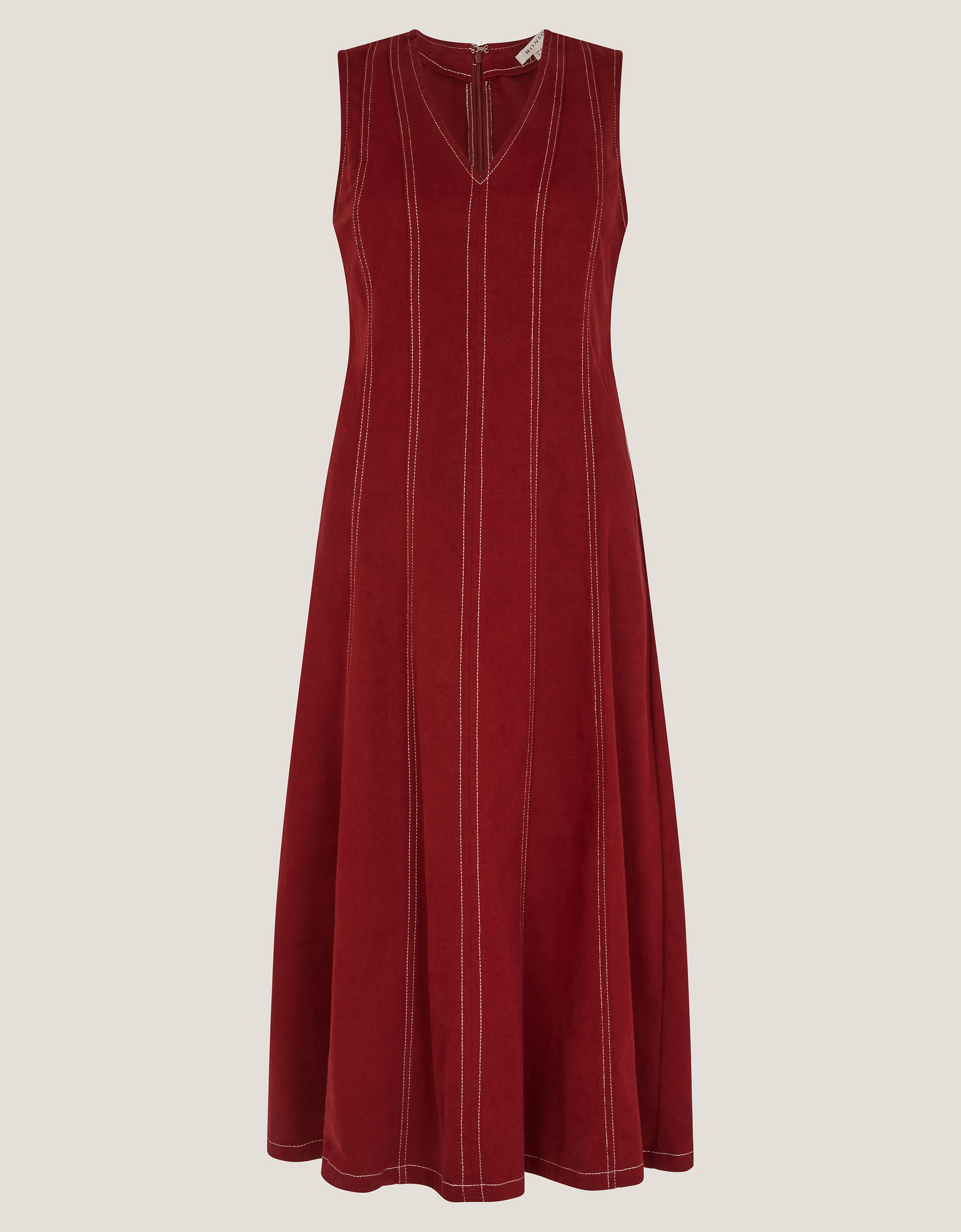 Monsoon Hope Sleeveless A-Line Denim Midi Dress, view 6