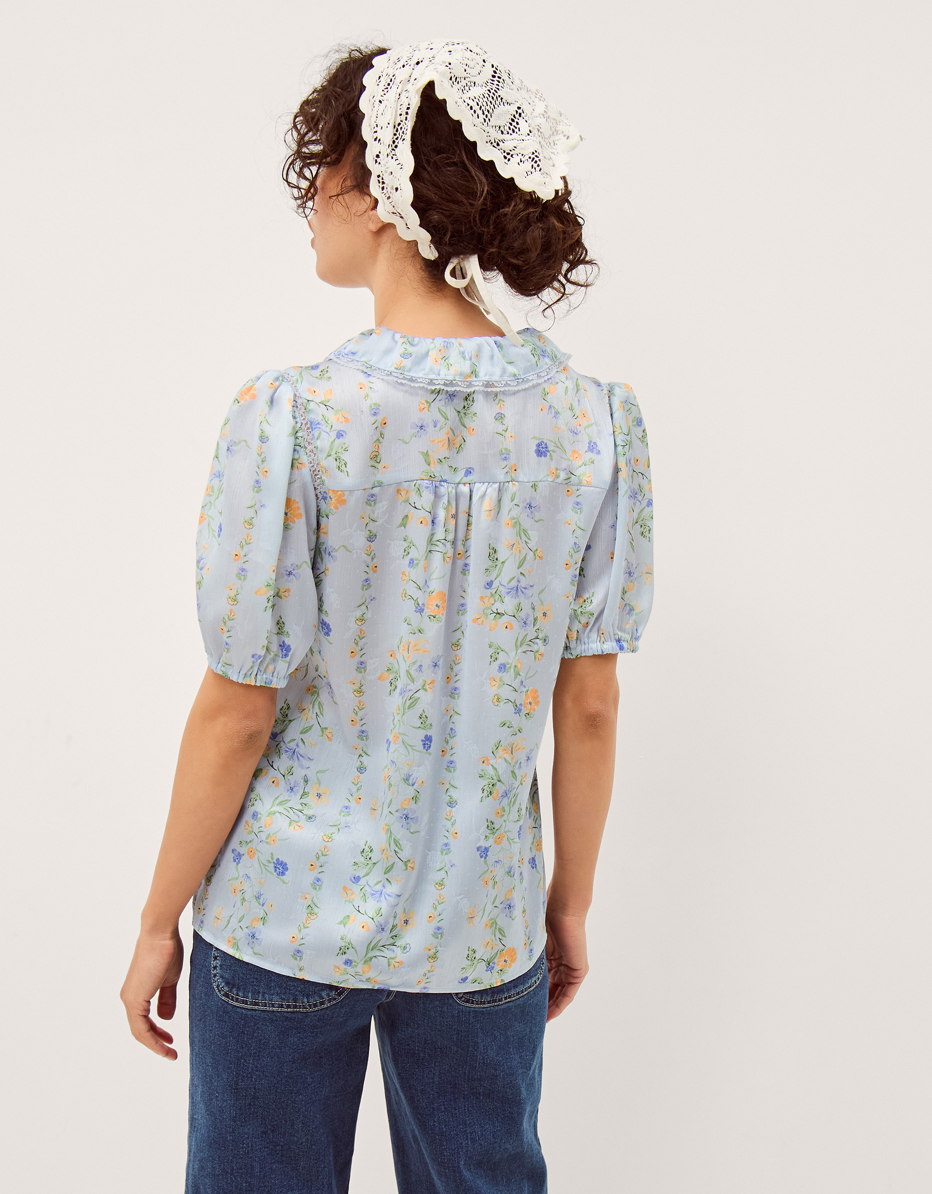 Monsoon Naomi Puff Sleeve Floral Lace Blouse, view 3