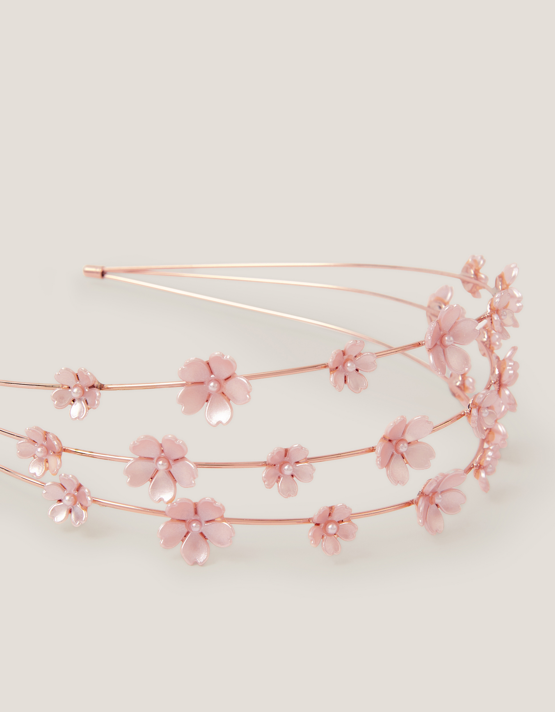 Monsoon Flower Pearl Wire Headband in Pink, view 2